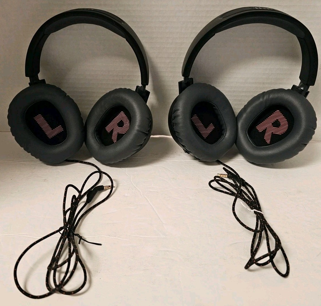 Lot Of 2 JBL Quantum 100 Wired Over-Ear Gaming Headphones Large Black