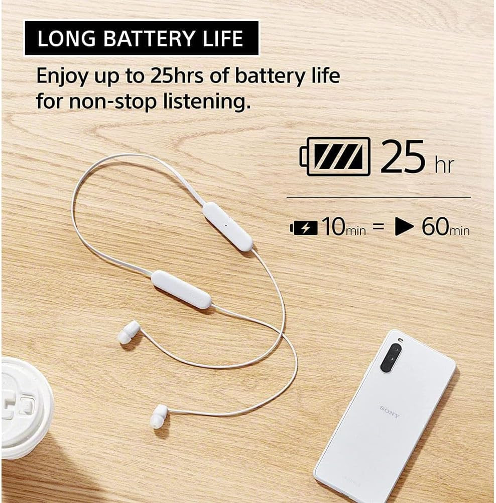 WI-C100 Wireless In-Ear Bluetooth Headphones with Built-In Microphone, Black