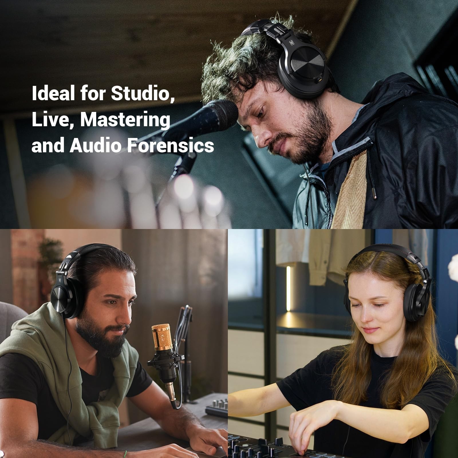 Bluetooth Over-Ear Headphones, Hi-Res Wired DJ Studio, 72H Playtime, 3.5mm/6.35m