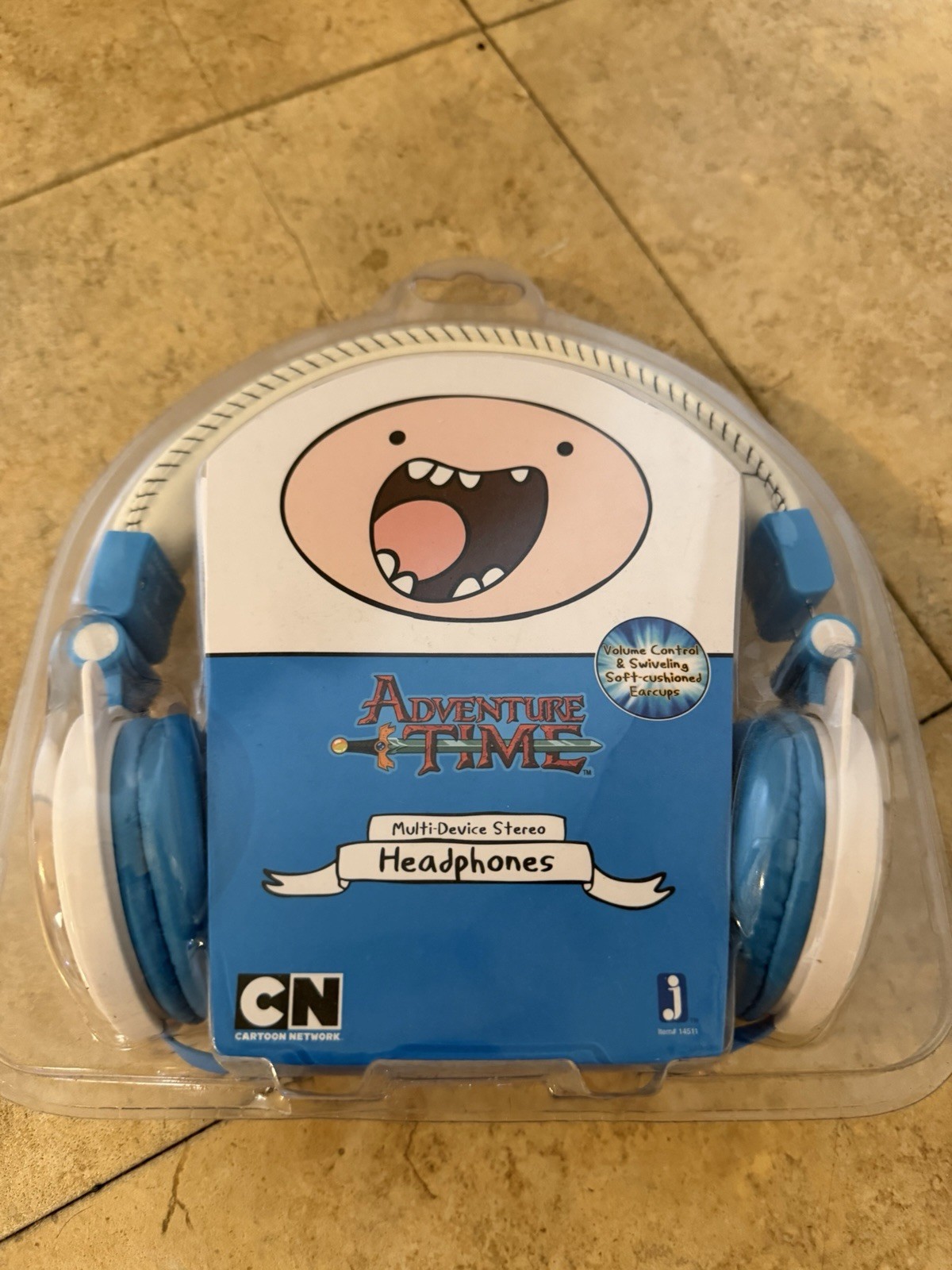 Jazwares Adventure Time Stereo Headphones Blue White Volume Control Model 14511