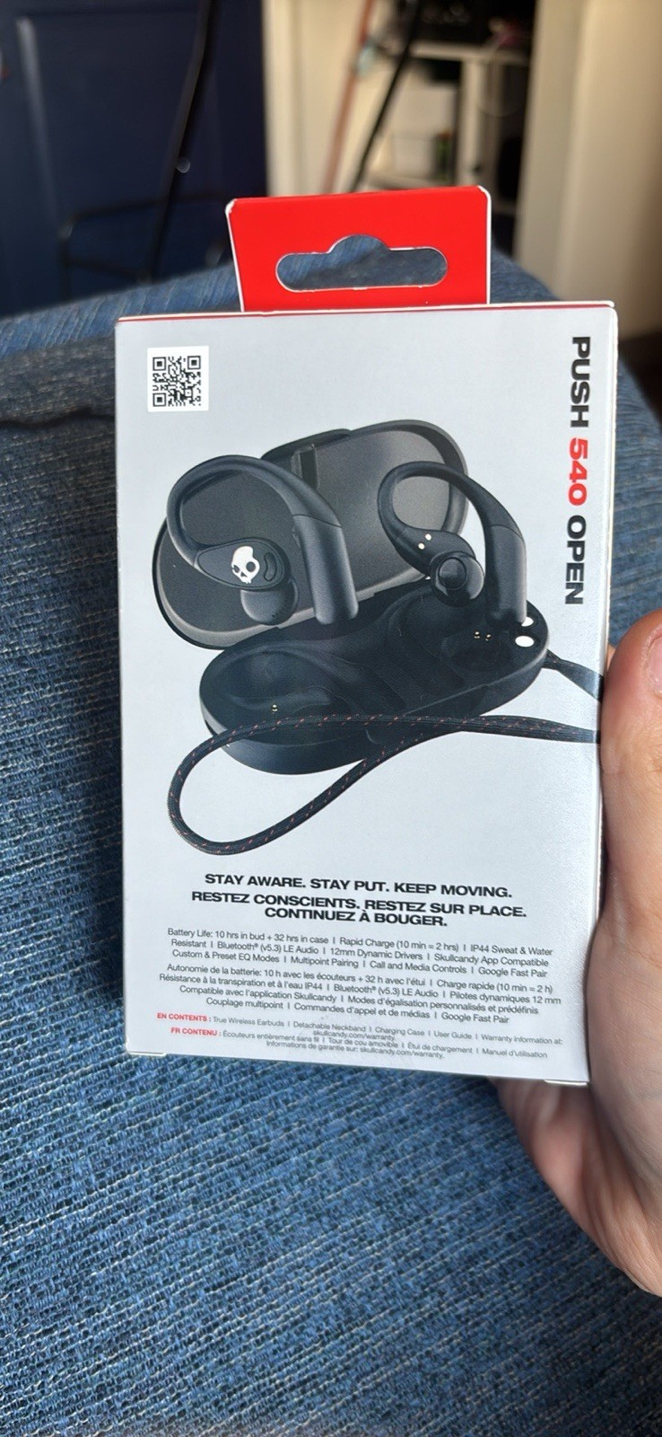 Skullcandy Push 540 Open Bluetooth Neckband Earbuds 12mm Black Fast Pair
