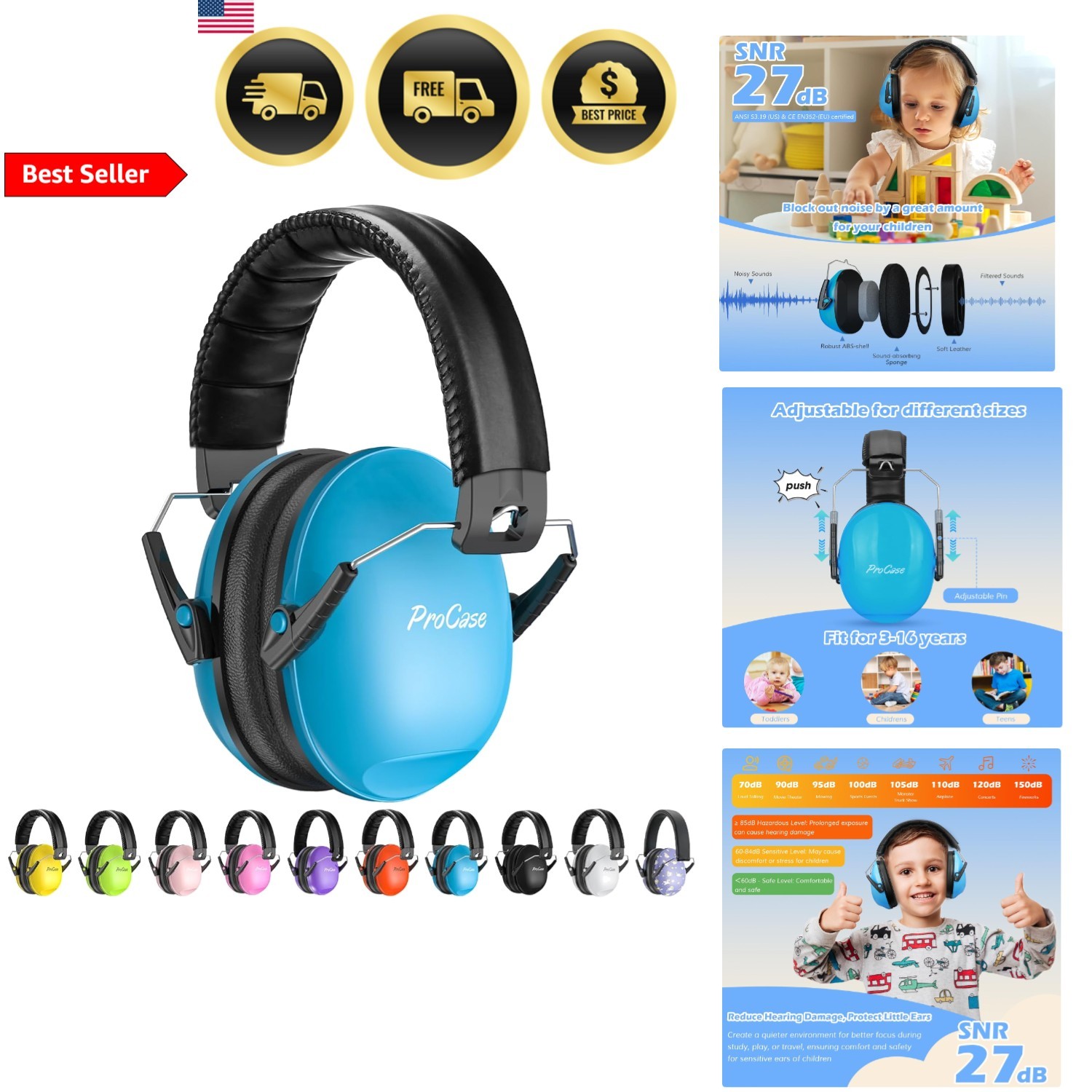 Noise Cancelling Headphones for Kids Toddler, SNR 27dB Noise Reduction Ear Mu…