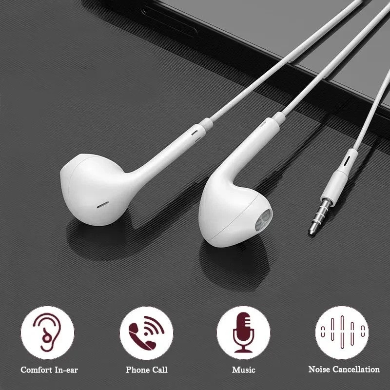 3.5mm Wired Earphones In Ear Headphones Mic Stereo Earbuds for Phones MP3