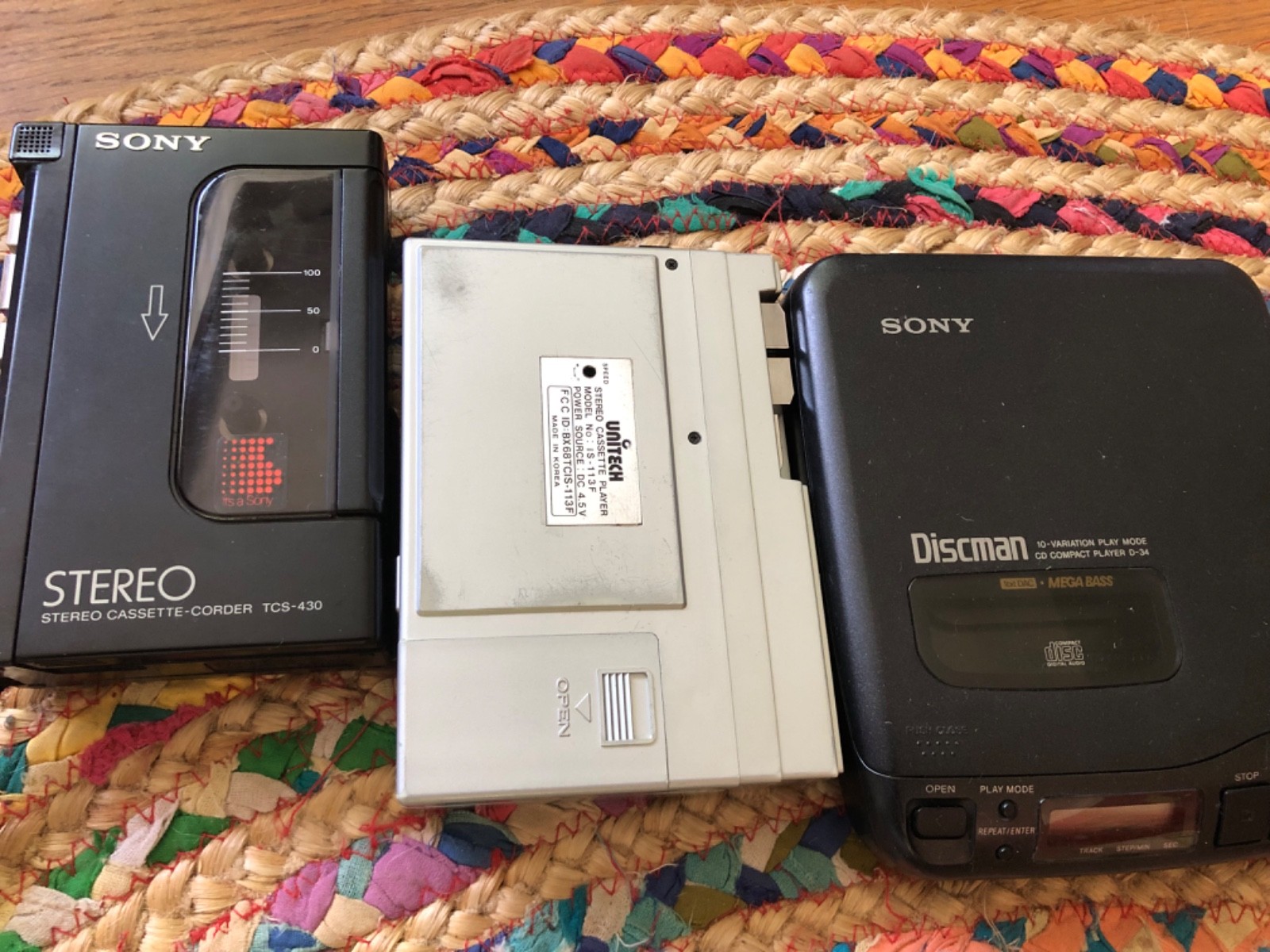 Vintage electronics lot: headphones, walkman, discman