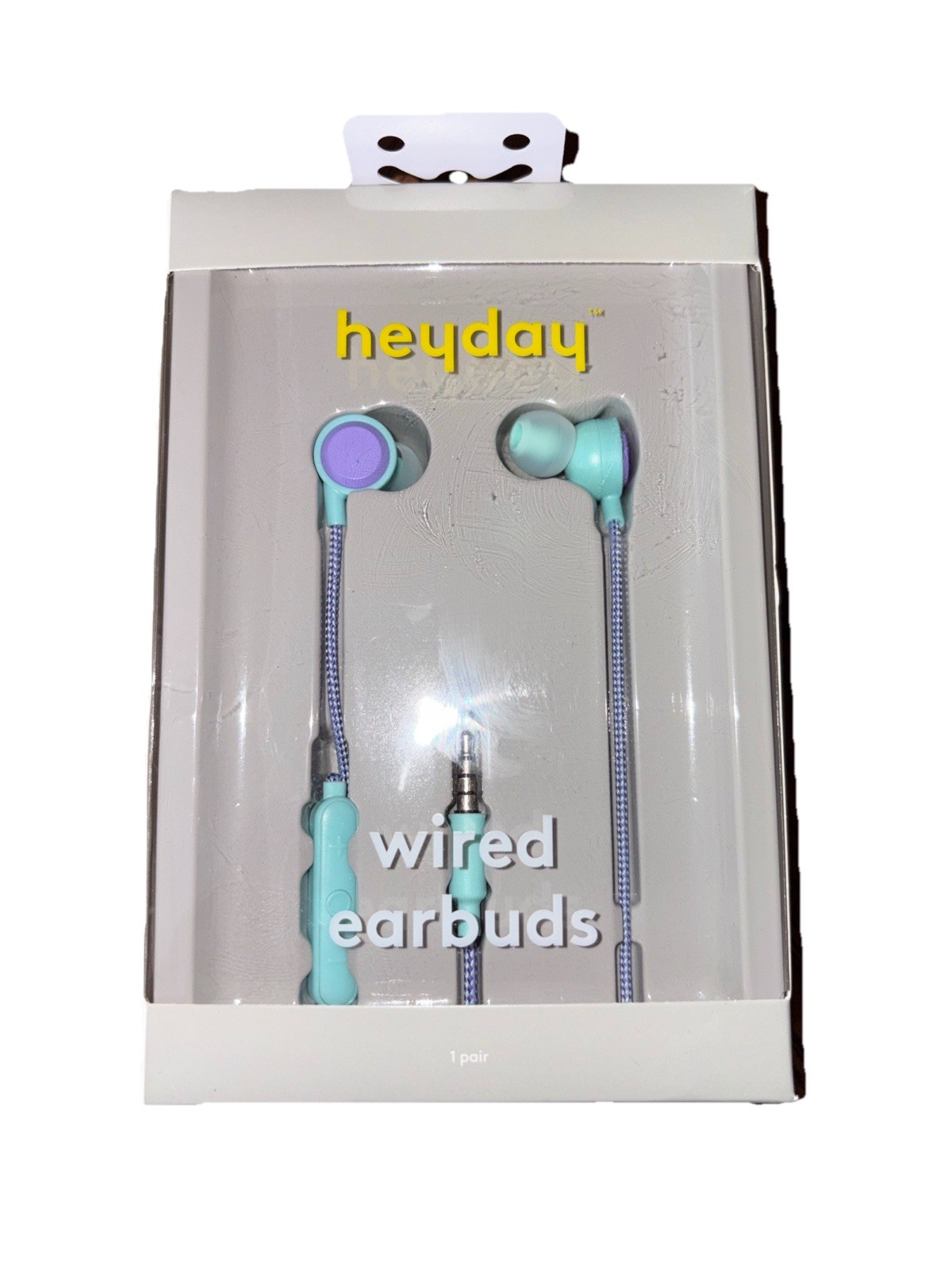 Heyday Wired Earbuds w/ Microphone 3.5mm Aux Jack Headphones Spring Teal (NEW)