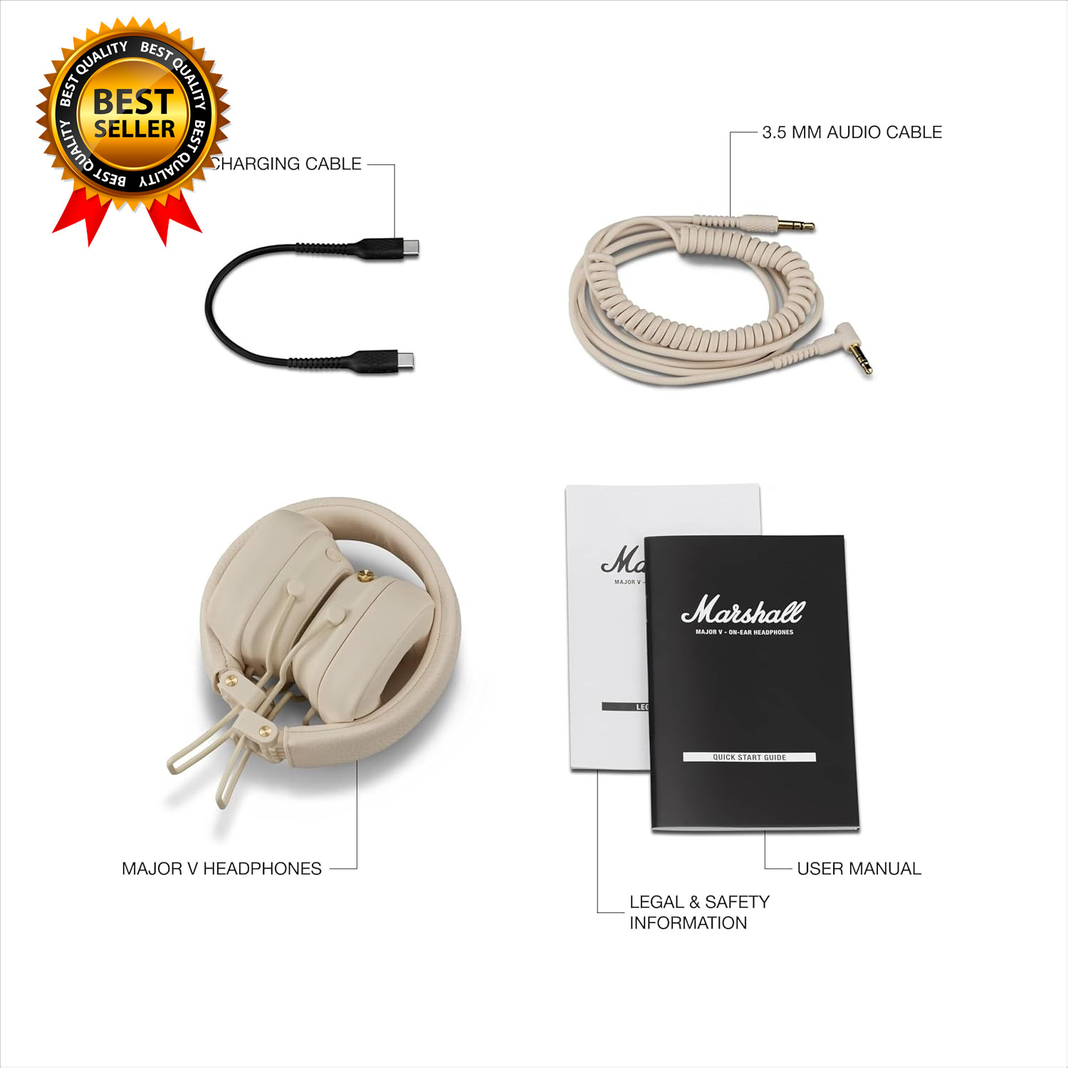 Major V Wireless On-Ear Bluetooth Headphones – 100+ Hr Playtime Detachable