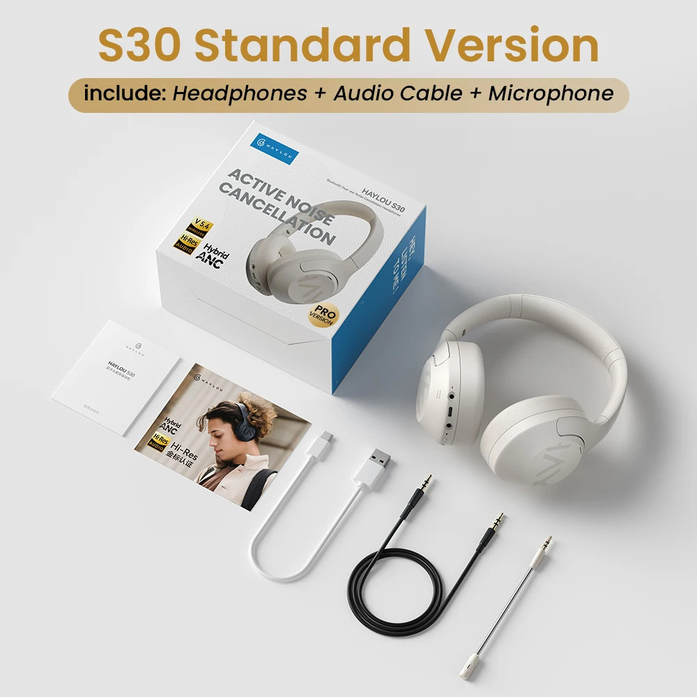 HAYLOU S30 ANC Wireless Headphones Bluetooth 5.4 Hi-Res 40mm 80H Playtime