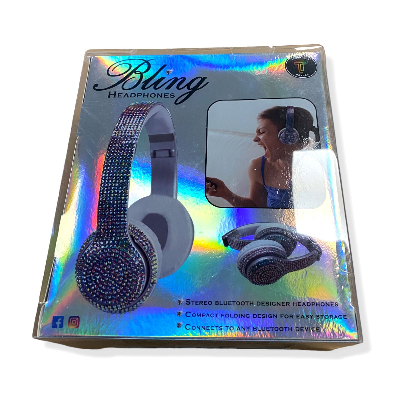 $48 Wireless Express Kids’ Iridescent Stereo Bluetooth Bling On-Ear Headphones