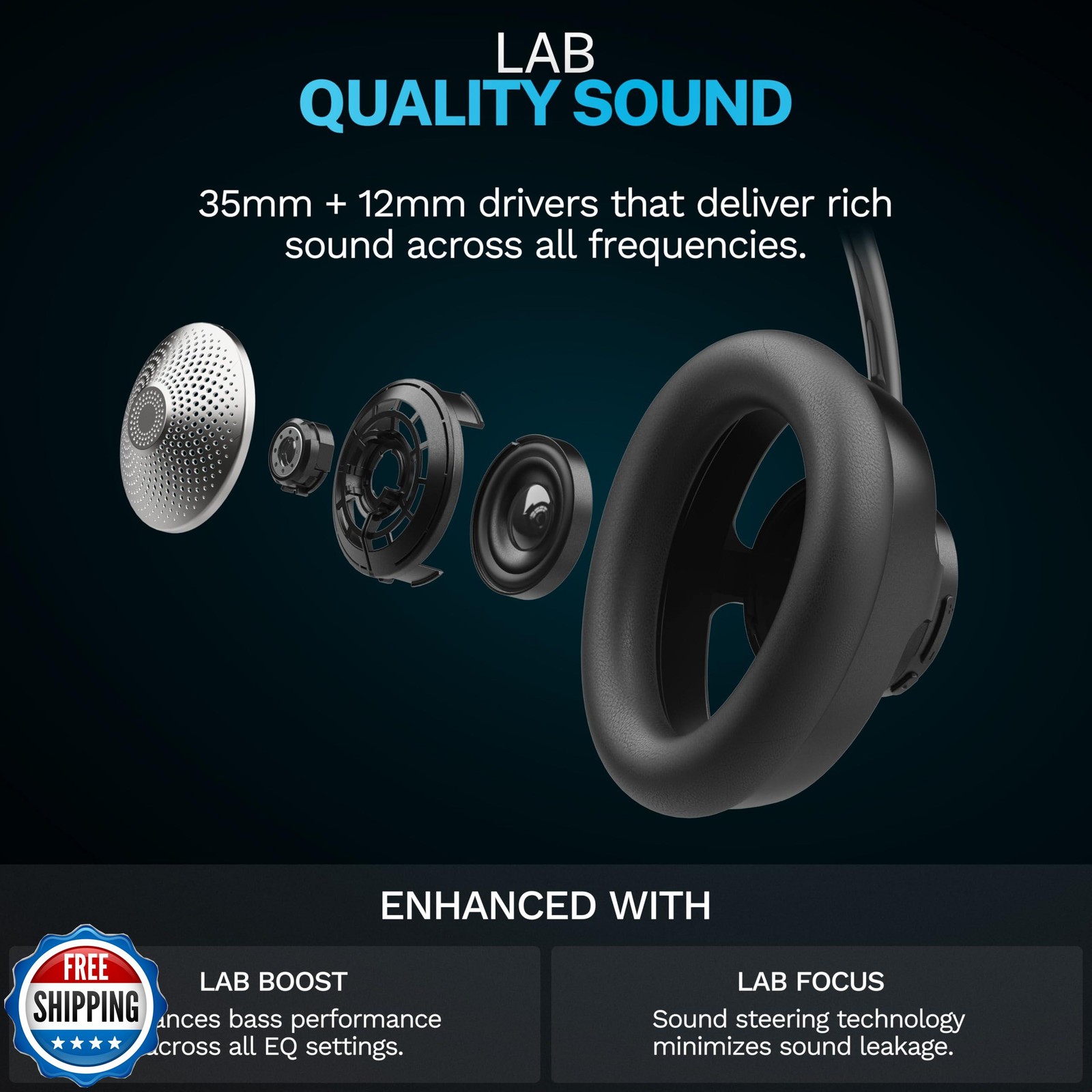 JLab JBuds Open Wireless Headphones, Black, Open-Back, Immersive