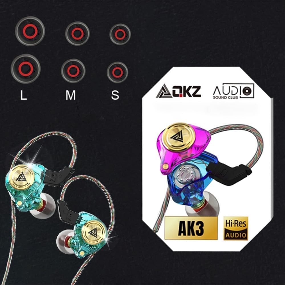 AK3FILE In-Ear Monitors – 2 Pack Wired Earbuds with Deep Bass & Noise Control