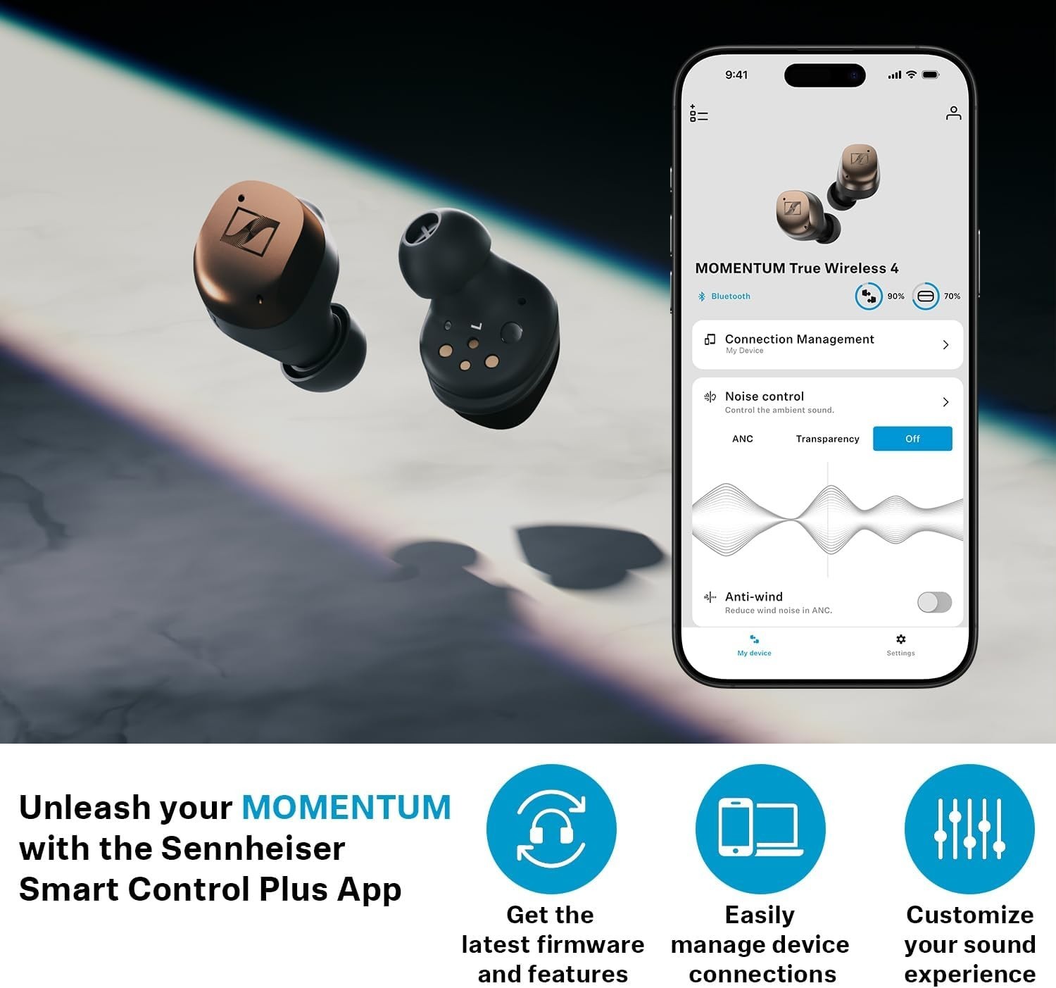 Sennheiser MOMENTUM True Wireless 4 Smart Earbuds with Bluetooth Black Copper