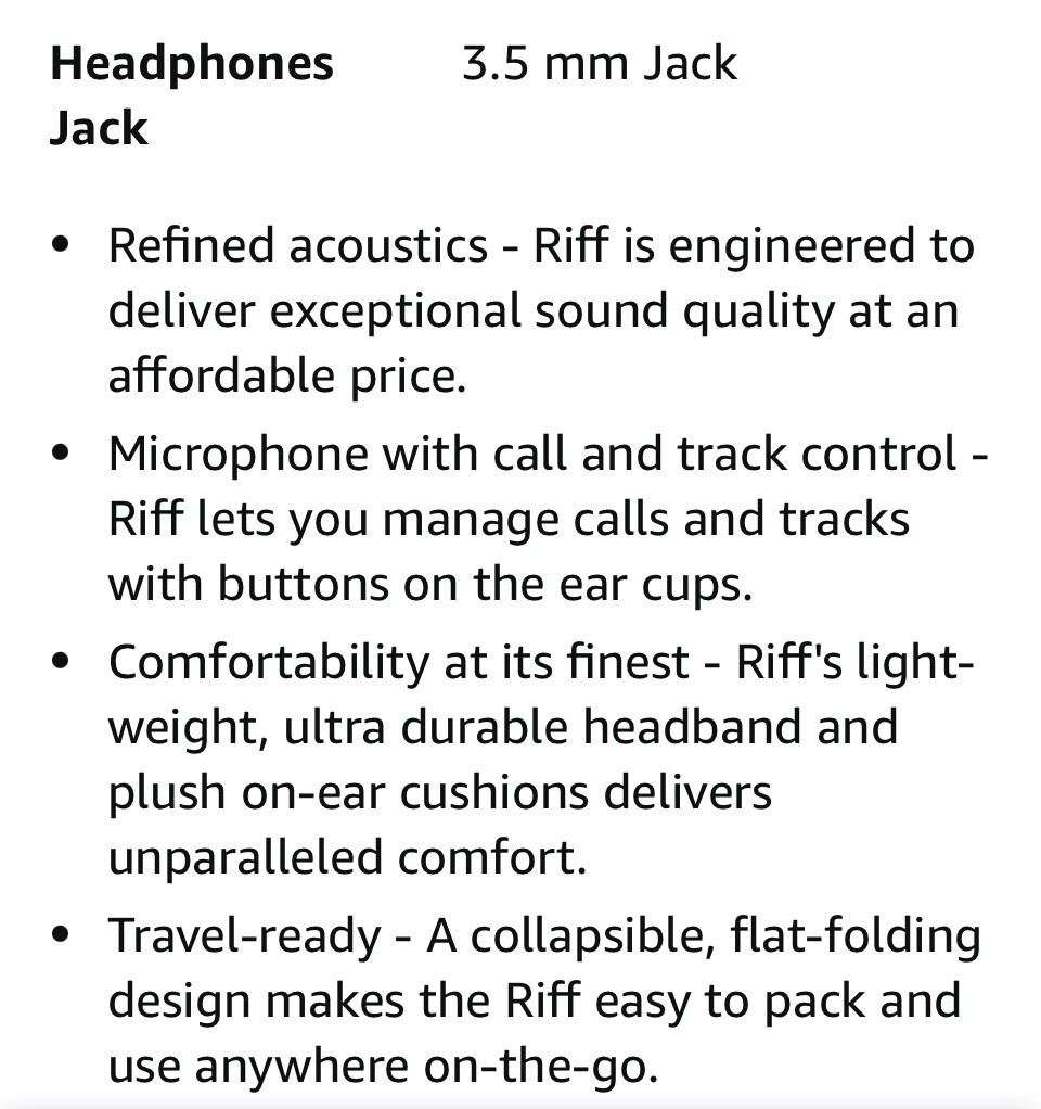 Skullcandy Riff Wired On-Ear Headphones (S5PXW-L003) – Black – NEW