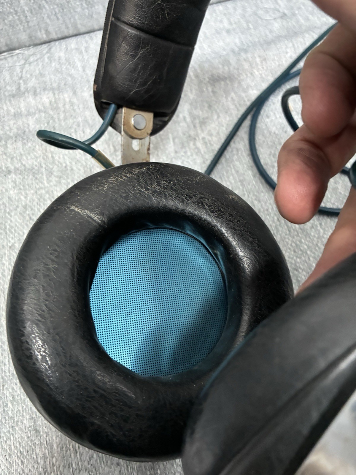 Vintage Stanton Dynaphase Forty Over Ear Headphones 1/4inch Plug Blue Silver