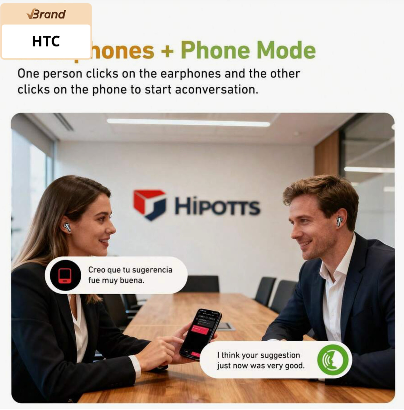 Apple iPhone Android Compatible AI Translator Earbuds HTC NE48 OWS Headphones