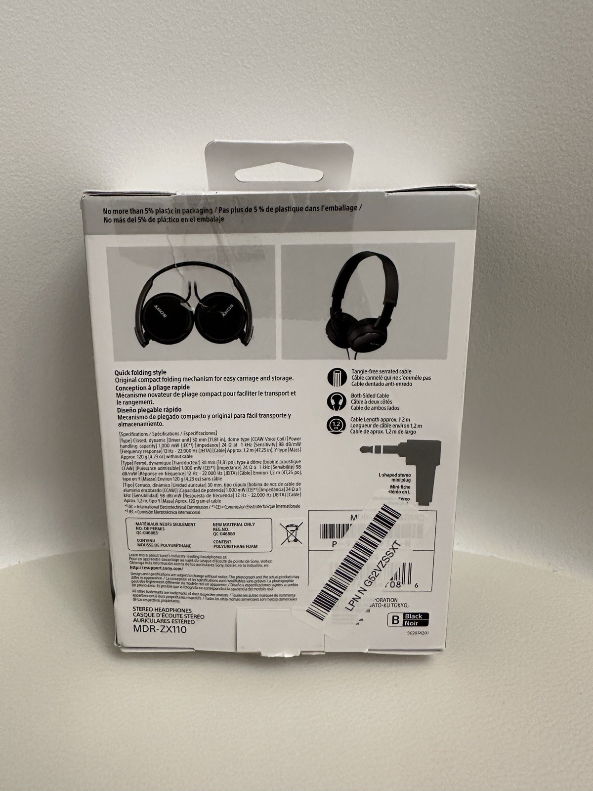 Sony MDR-ZX110 Wired On-Ear Headphones Black New.