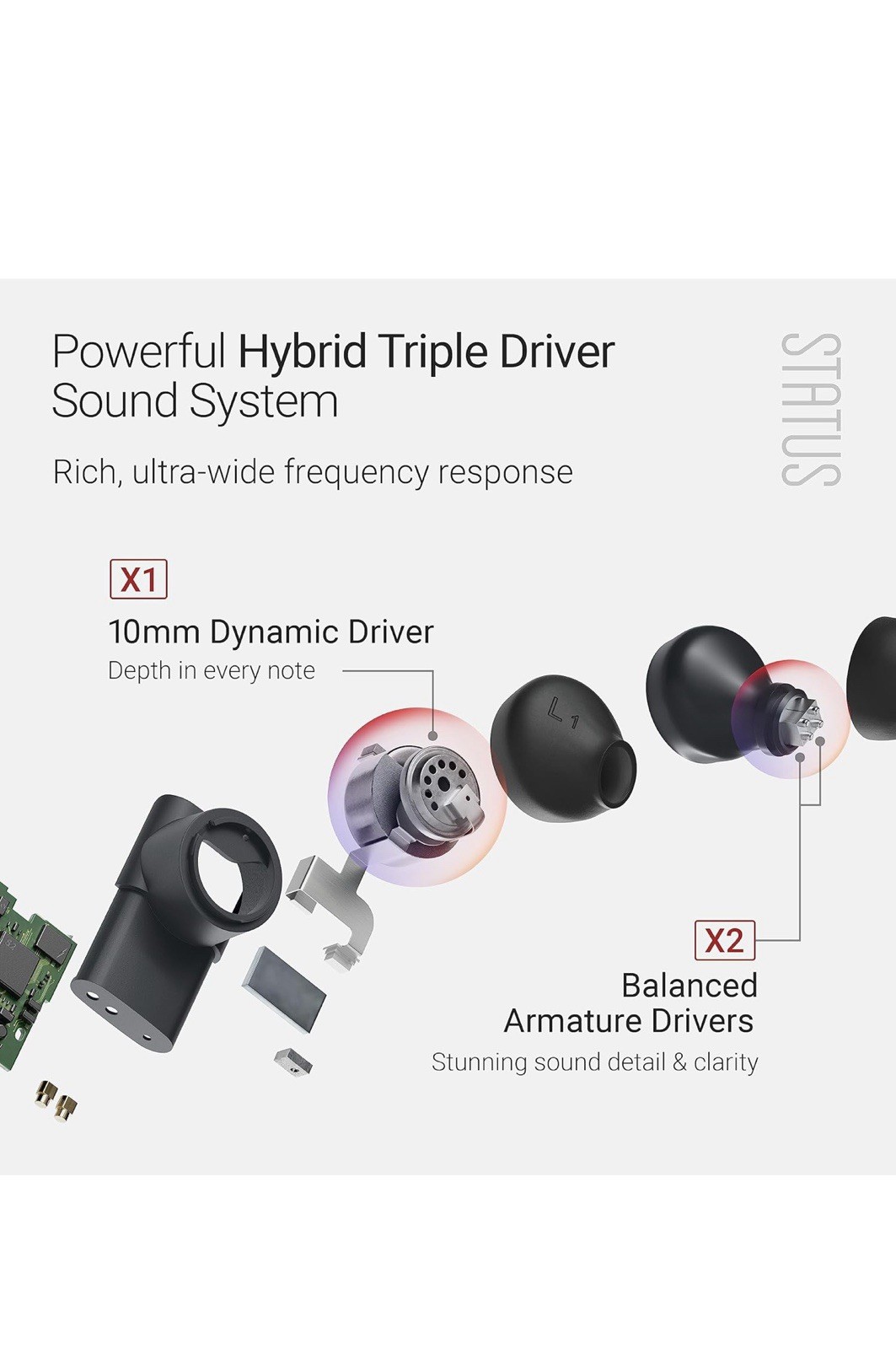 Status Audio Between 3ANC Fully Wireless Earphones Bluetooth Black ST-1003