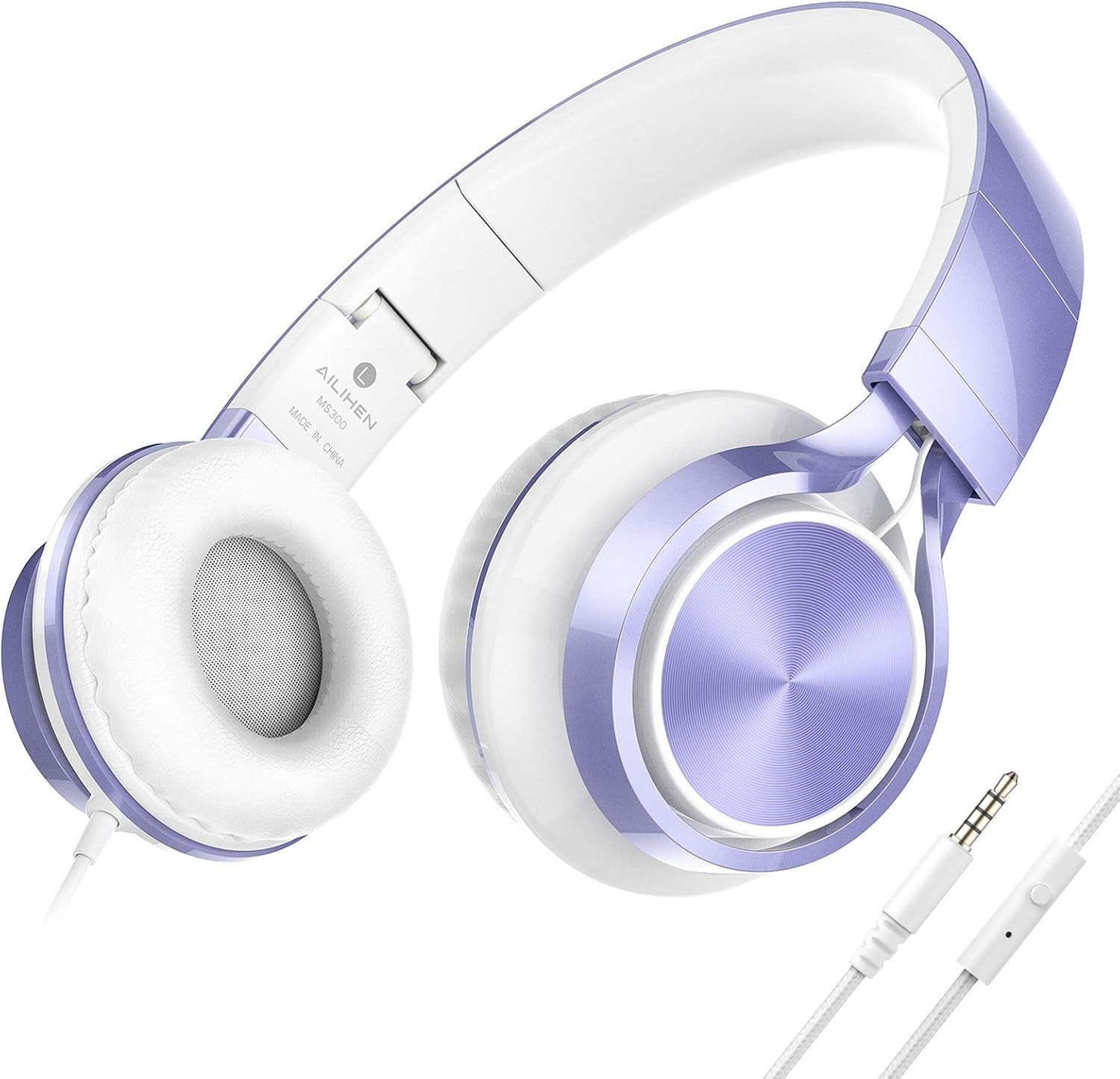 Stylish Violet Kids Headphones with Microphone – Foldable & Lightweight Design