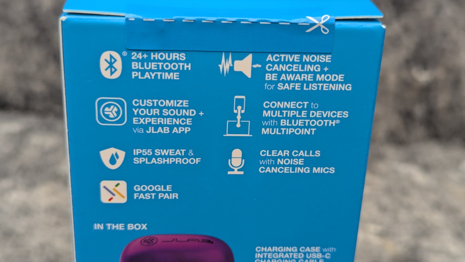 JLab Go Pop ANC True Wireless Bluetooth Earbuds Transparent/Clear Purple 🔥New🔥