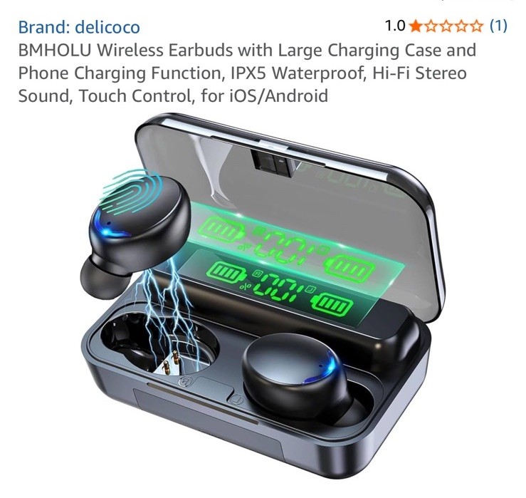 BMHOLU Wireless Earbuds with Large Charging Case and Phone Charging Function …