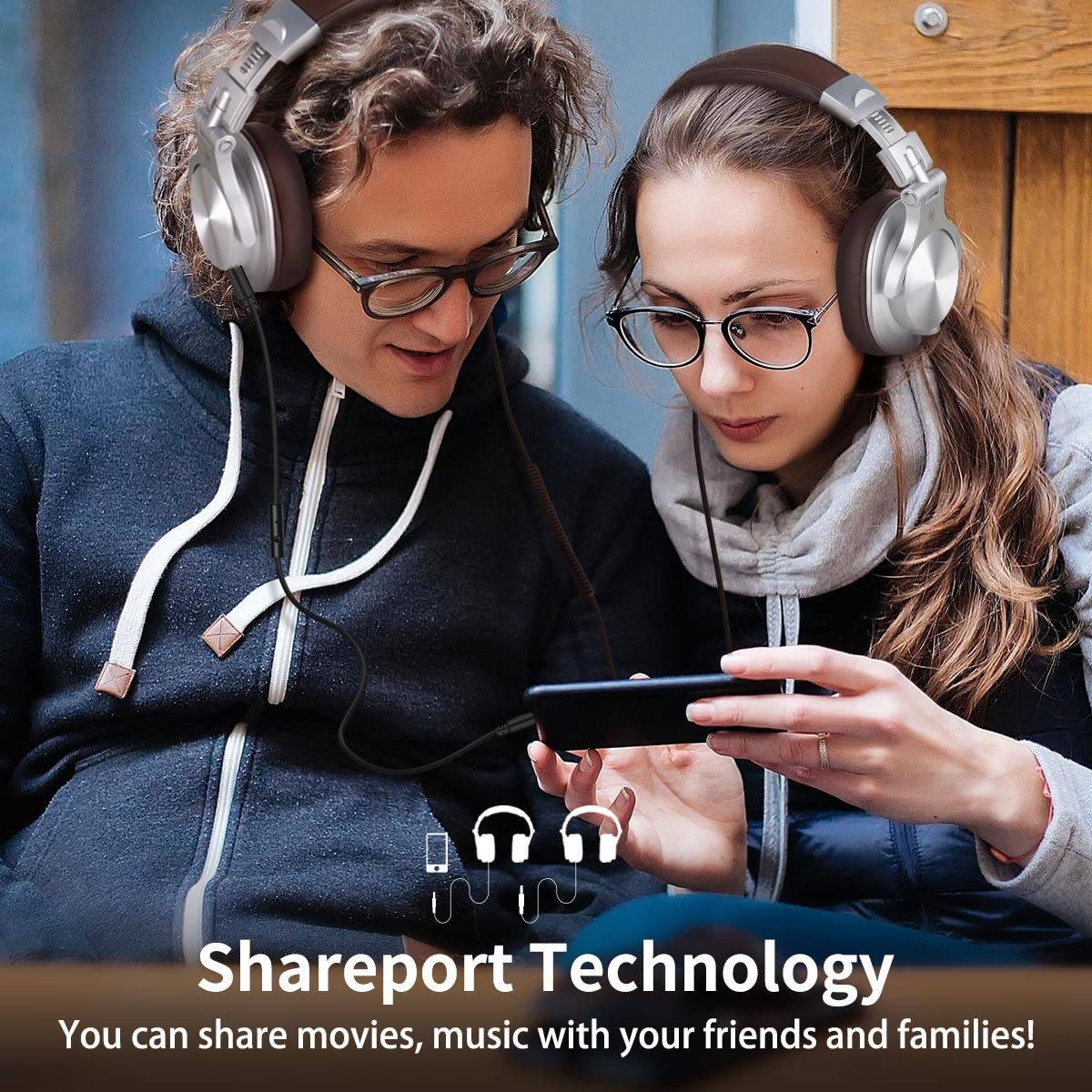 OneOdio A71 Wired Over Ear Headphones, SharePort, 3.5/6.35mm, Silver