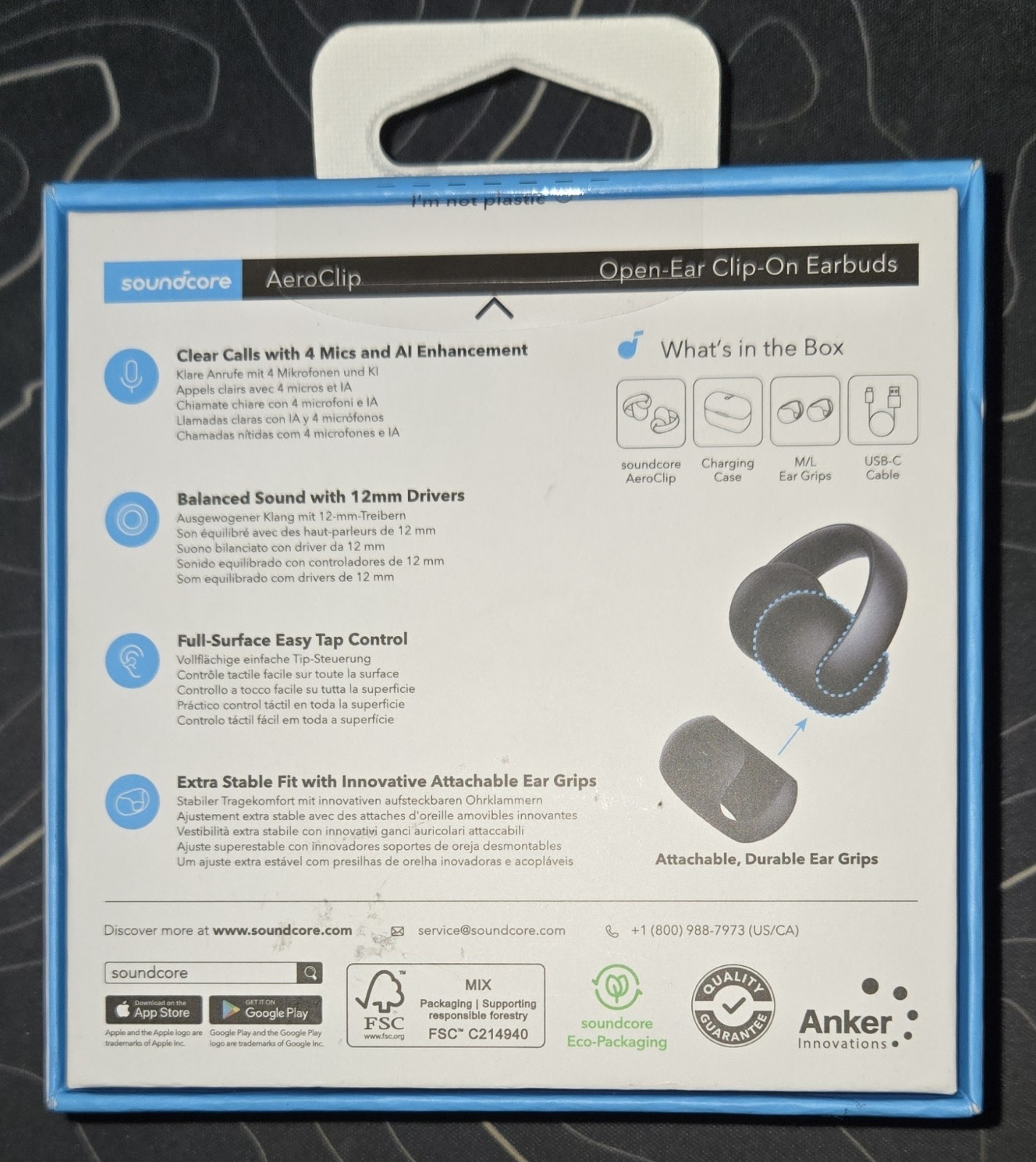 SOUNDCORE BY ANKER AeroClip Open-Ear Clip-On Earbuds Black