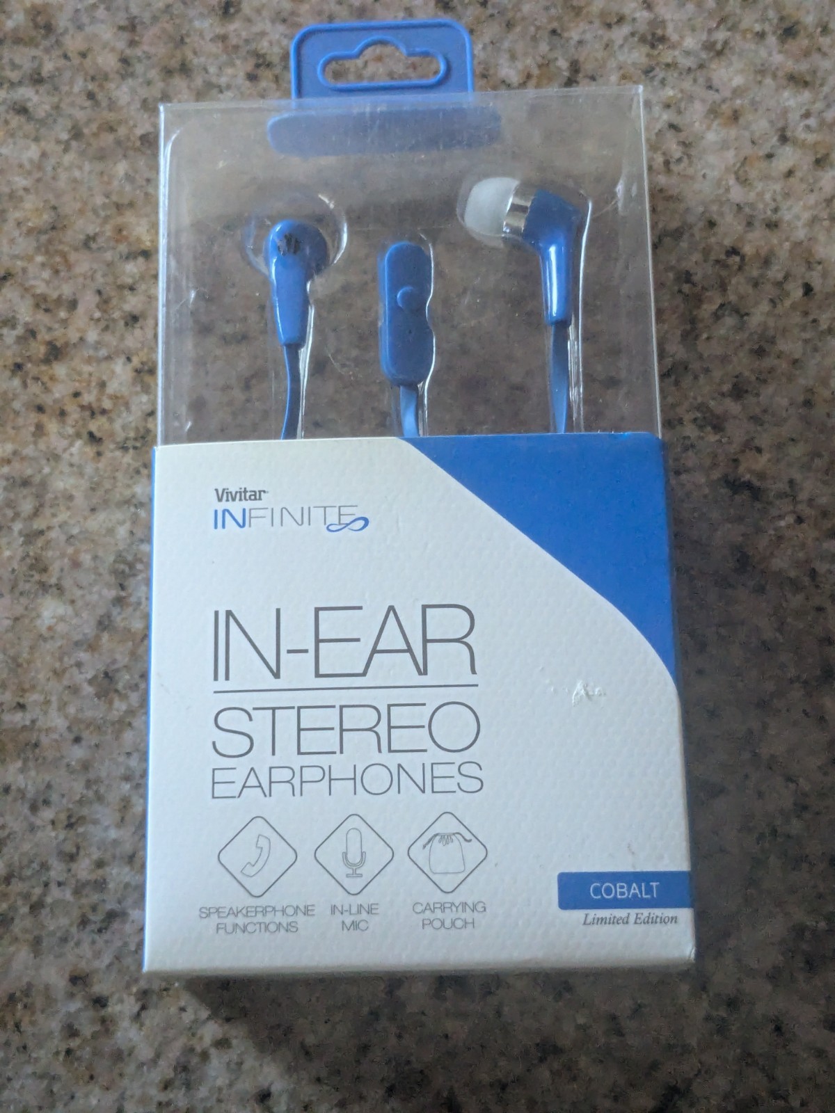 Vivitar Infinite In-Ear Stereo Earphones Wired Mic Cobalt Blue New