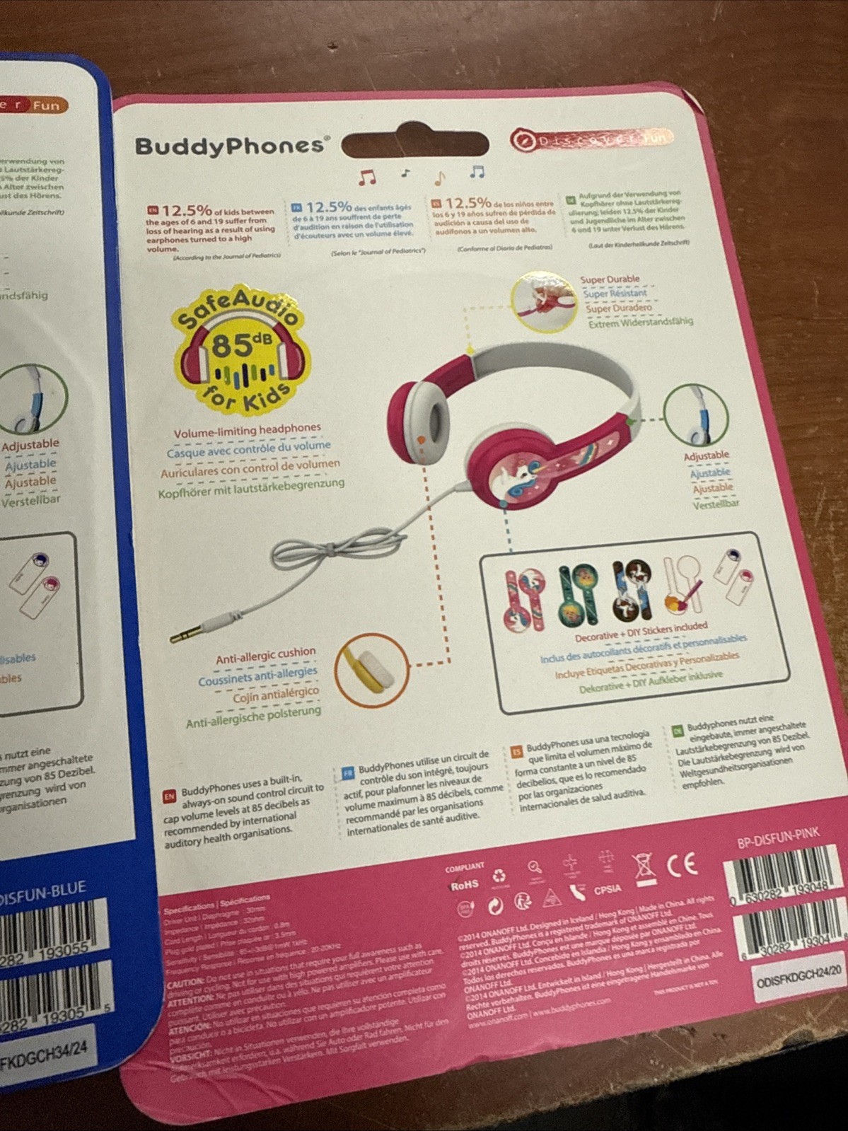 2PC Buddy Phones Safe Audio 85 for Kids Volume Limiting Headphones Anti Allergic