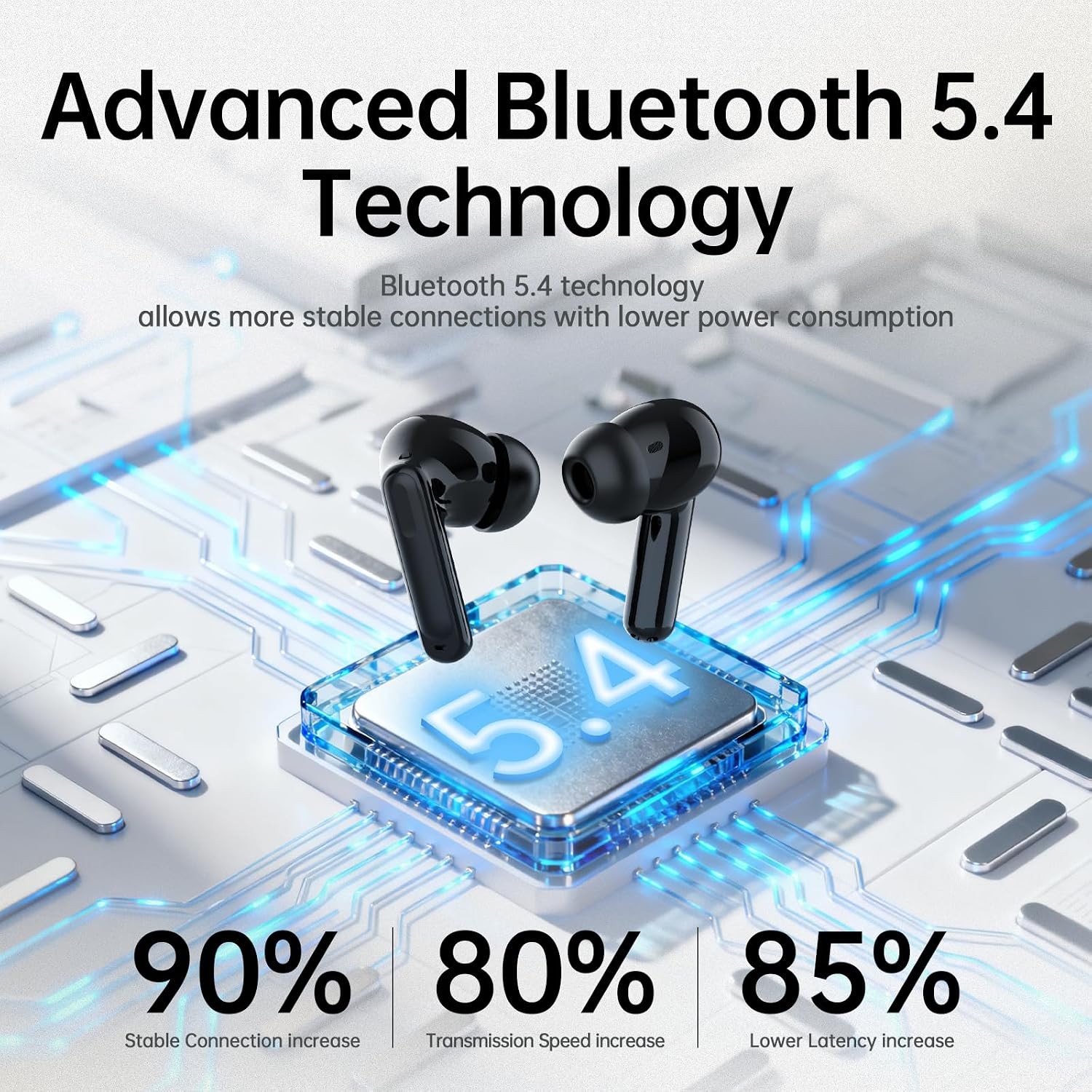 Adaptive Hybrid Active Noise Canceling 2026 Wireless Earbuds, 6 Mics ENC