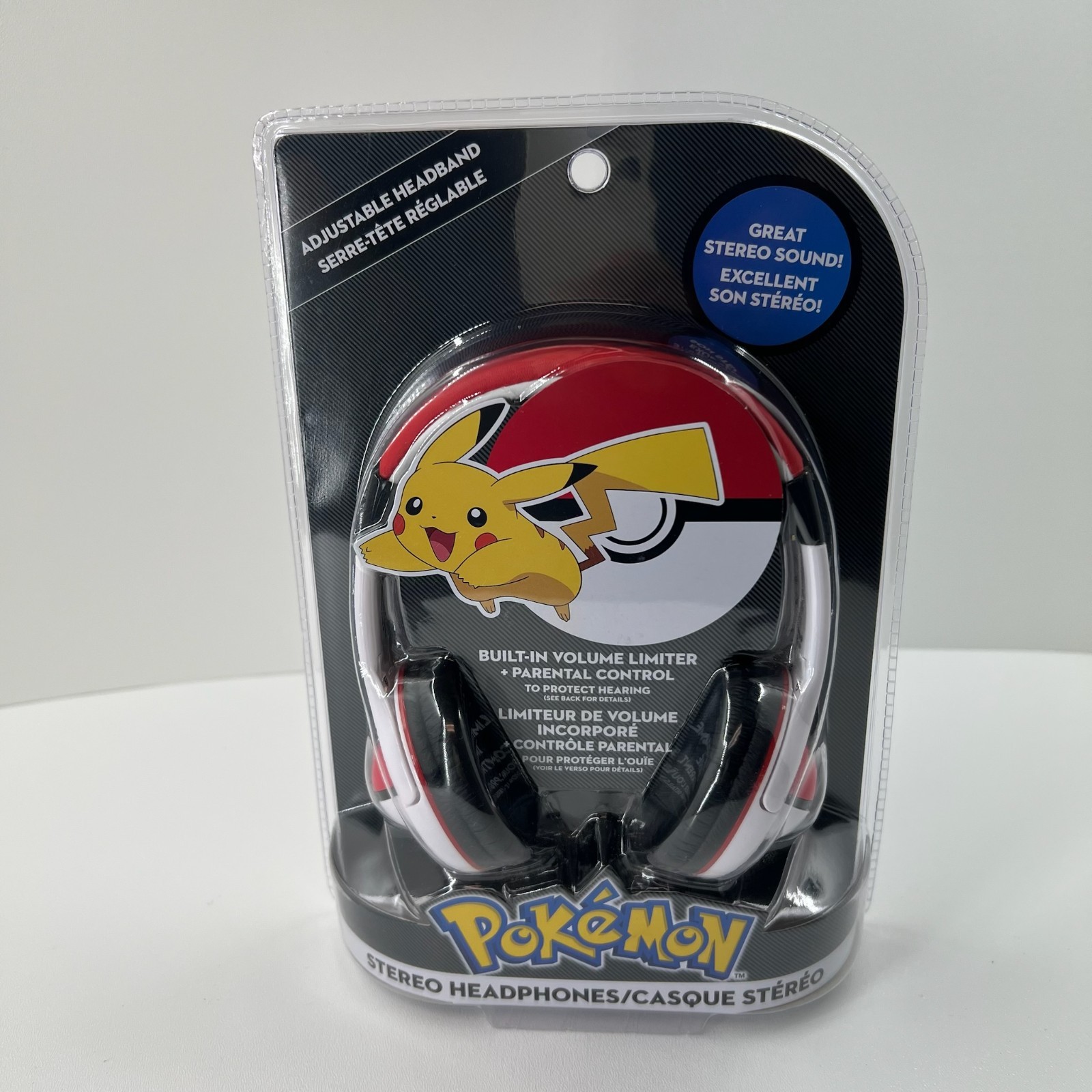 eKids Pokemon Pikachu Wired Over Ear Kids Stereo Headphones Adjustable Red White