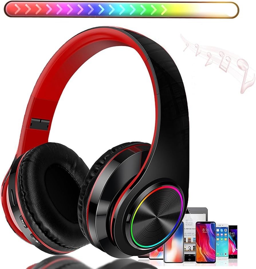 B39 Wireless Bluetooth Headphones, Foldable, LED Lights, TF Card, AUX, USB
