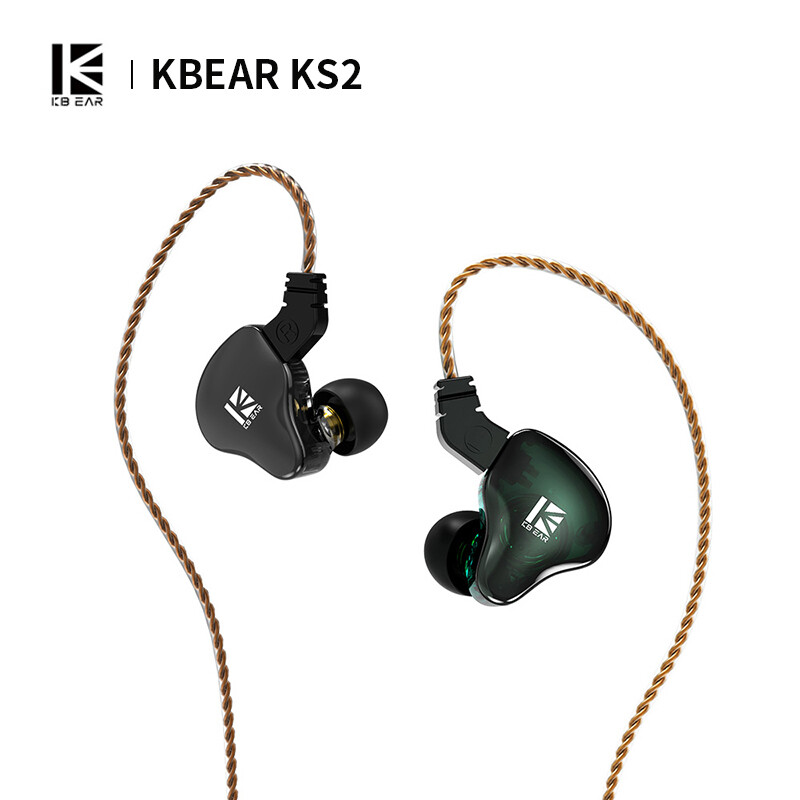 KBEAR KS2 BA+DD 10mm Composite Diaphragm 0.78mm pin 4 core OFC In-Ear Earphones