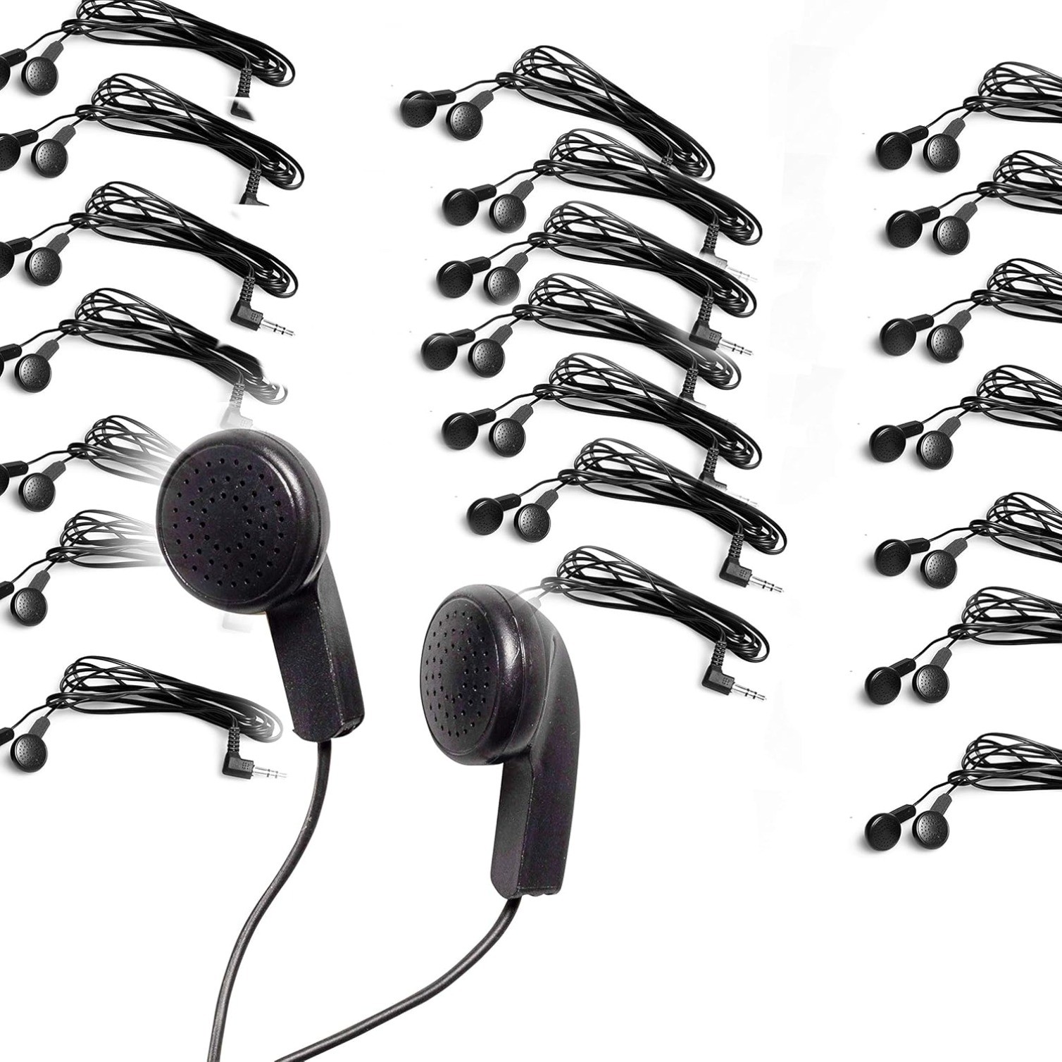 Pack of 100 Bulk Earbuds Headphones Wholesale Ear Buds for Classroom