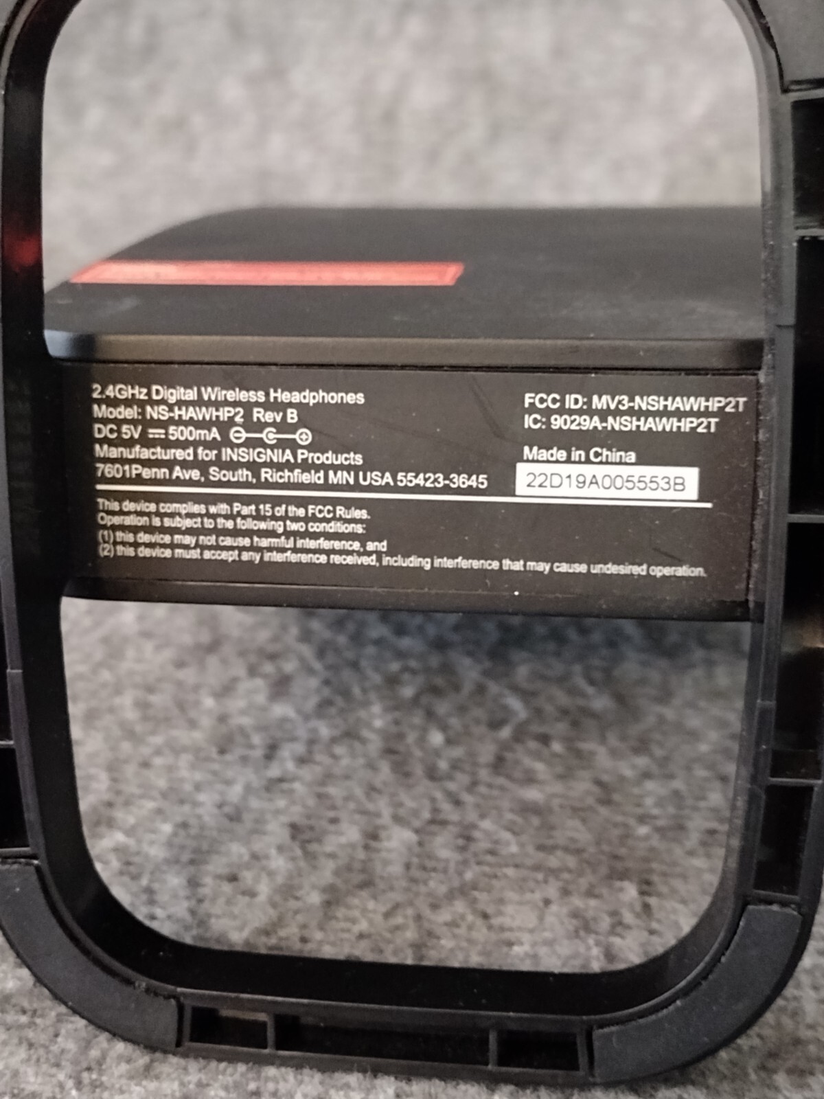 Insignia Digital Wireless Headphones 5.8 GHz Device only