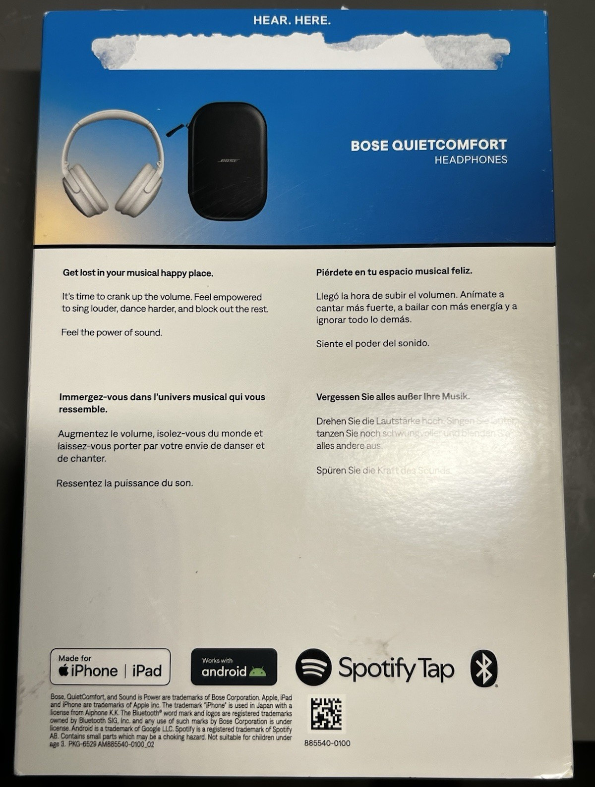 Bose QuietComfort Headphones White Bluetooth Noise Cancelling w/ Case & Box