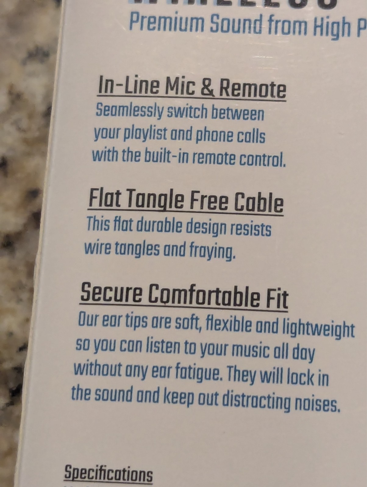 InfiniTek Wireless Earbuds Tangle Free with Mic Bluetooth Black