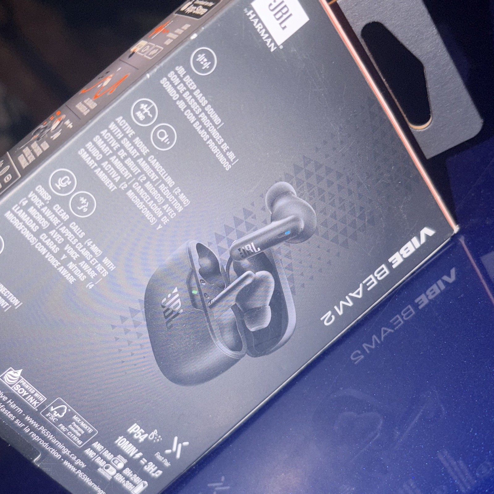 JBL Vibe Beam 2 True Wireless In-Ear Bluetooth Earbuds w/ ANC, Black Case