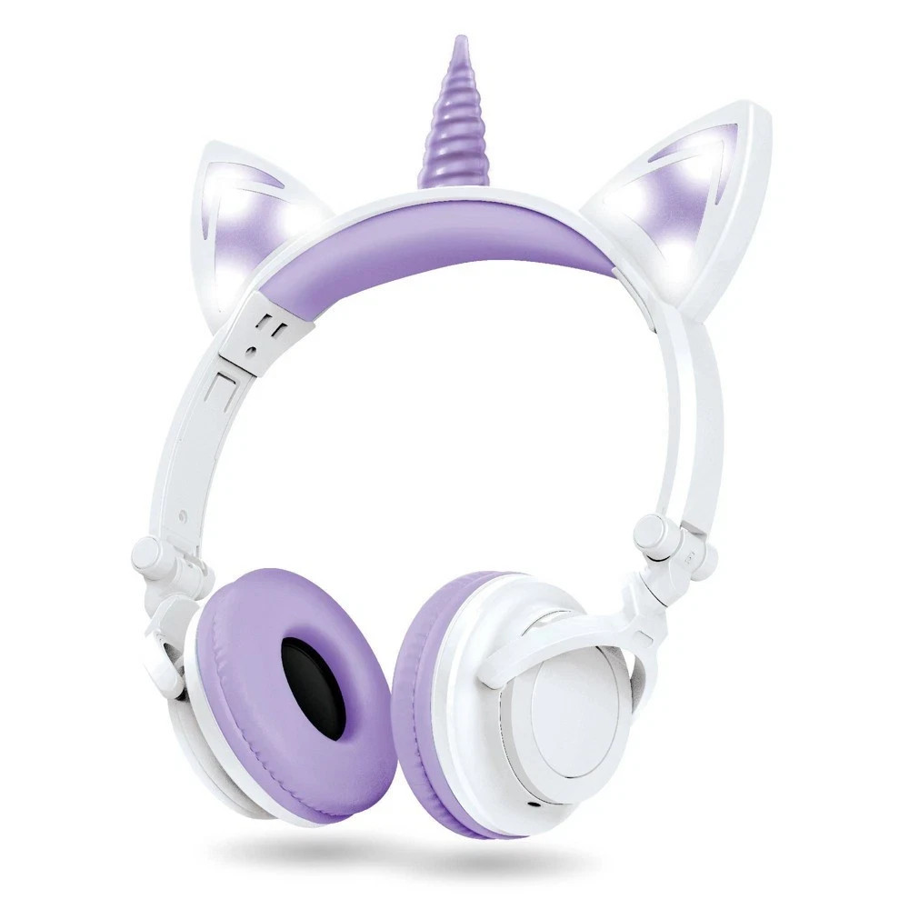 ART+SOUND LED Light Up Unicorn Bluetooth Wireless / Wired Headphones Adjustable