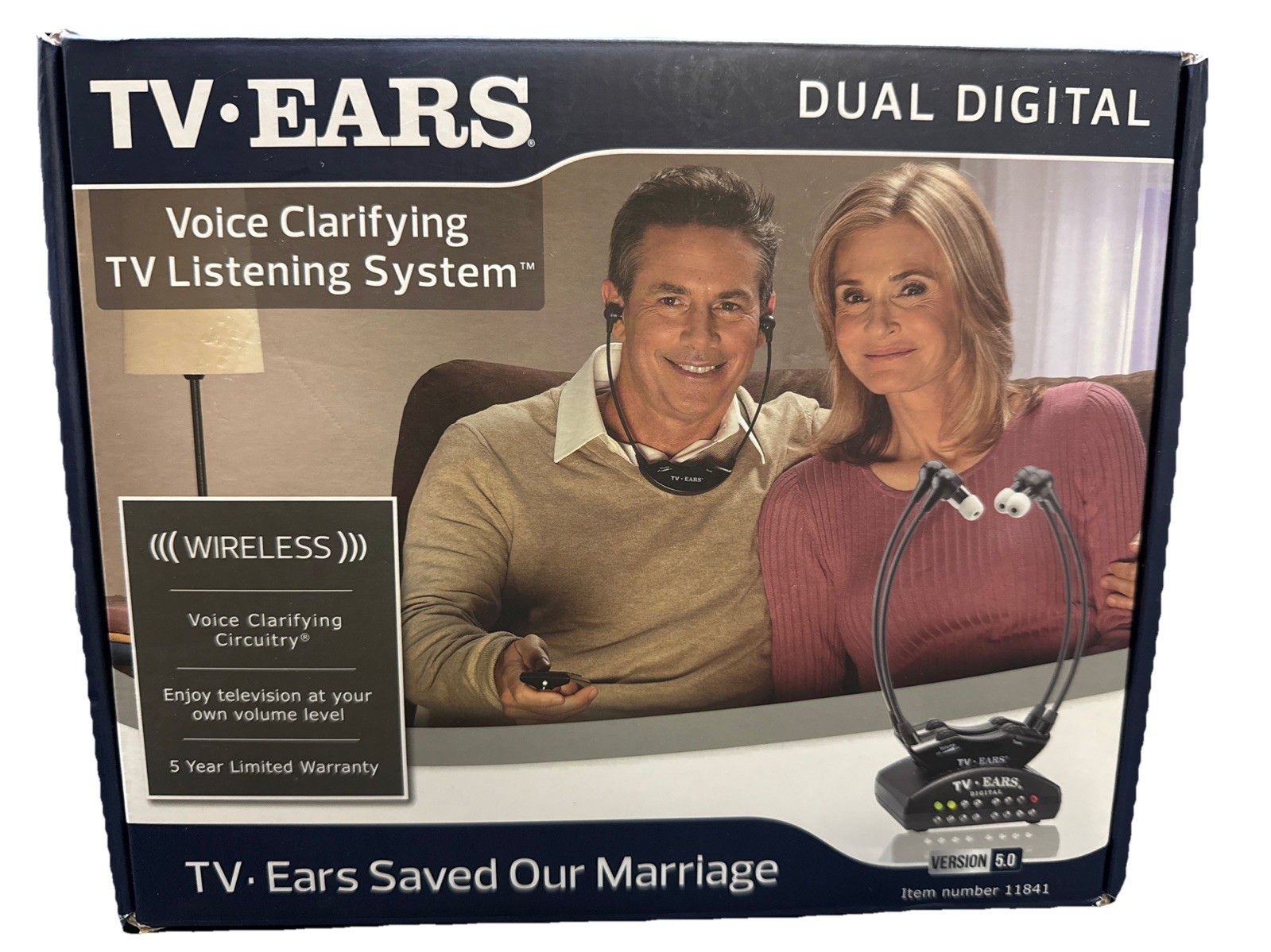 TV Ears 11841 Wireless Dual Digital Voice Clarifying Headphones Listening System