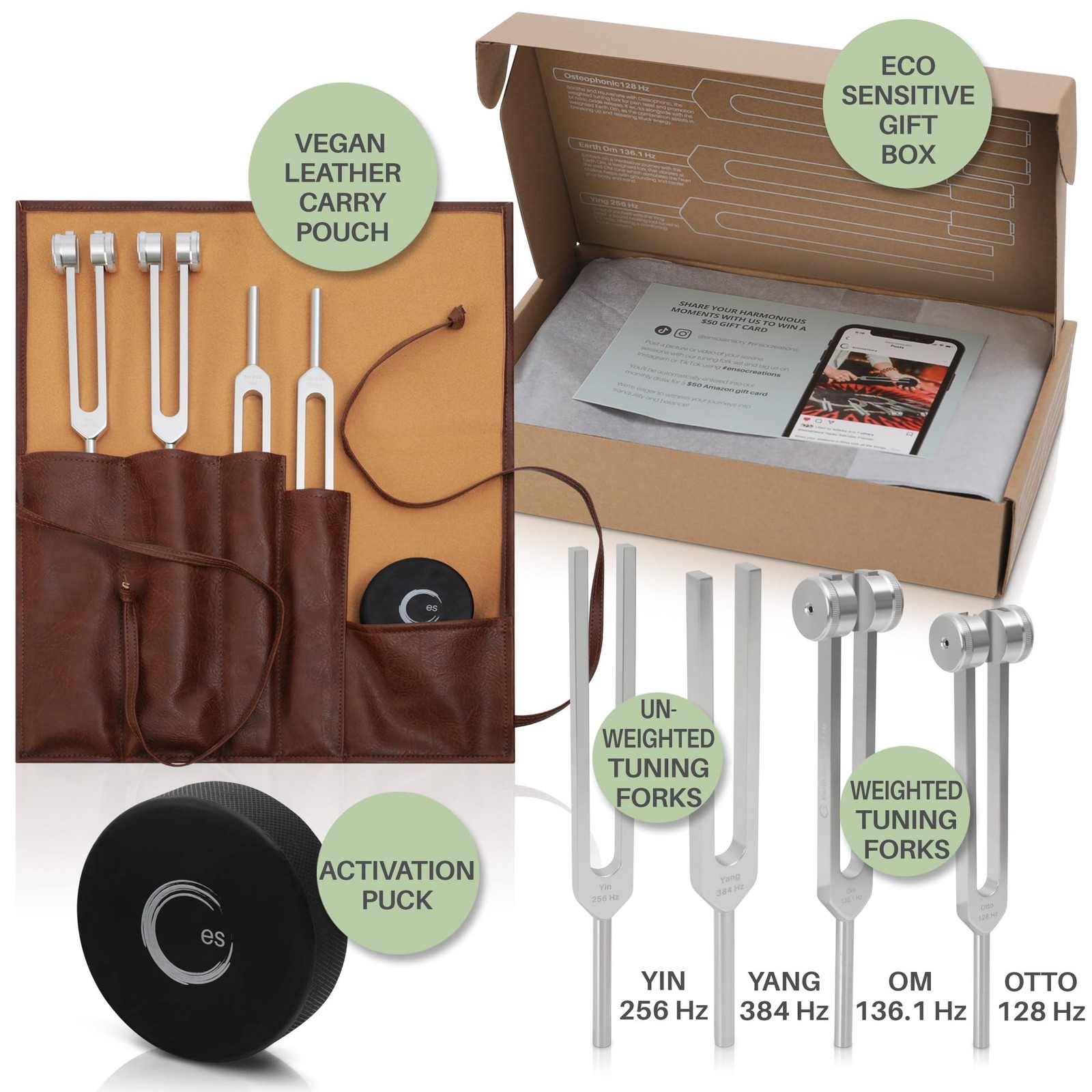 Resonance Tuning Fork for Healing Set – 128Hz, 136.1Hz, 256Hz, Multicolor