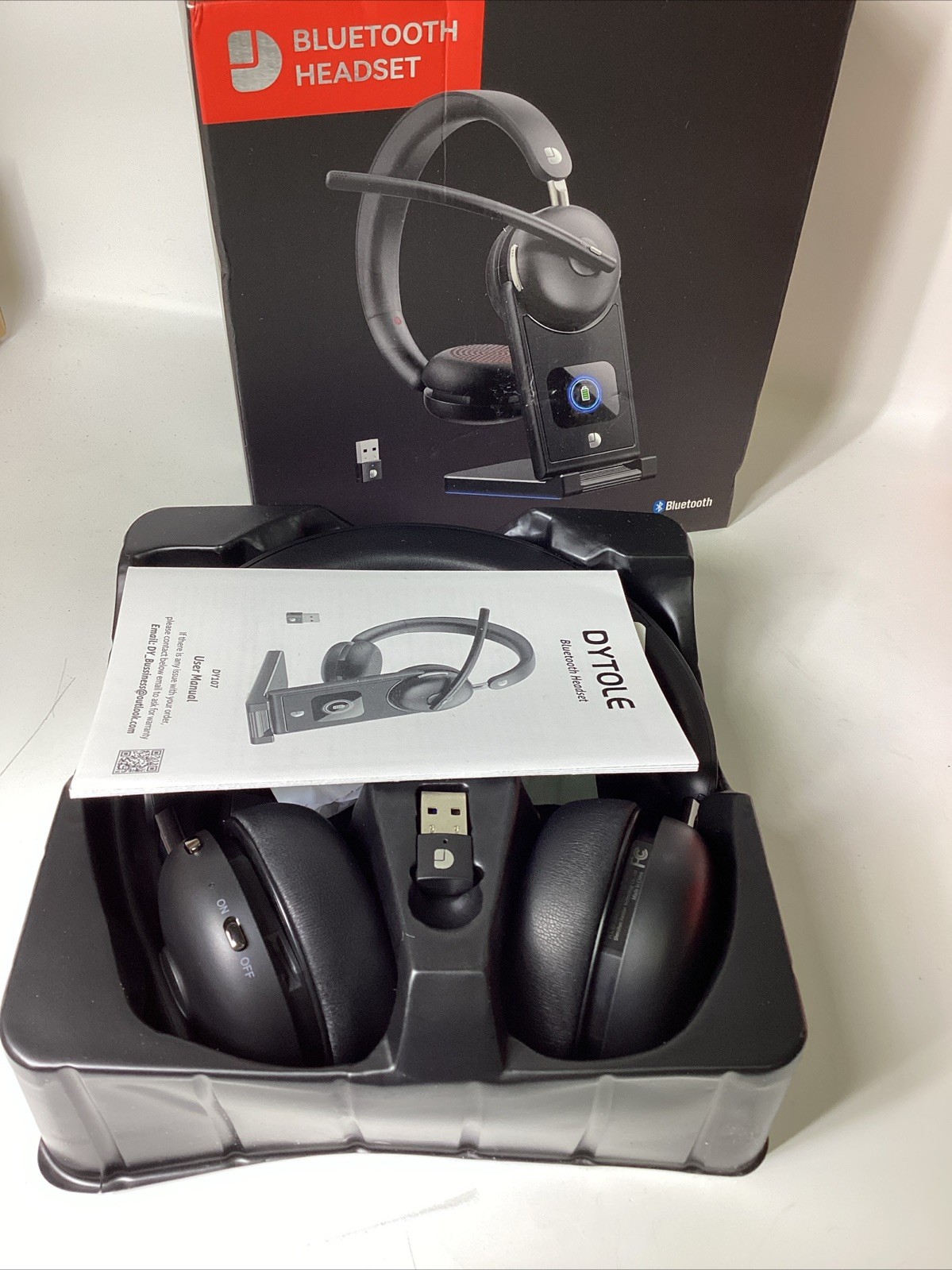 Dytole DY107 Wireless Headset w/Mic for Work-Bluetooth 5.3 Headset, Noise Cancel