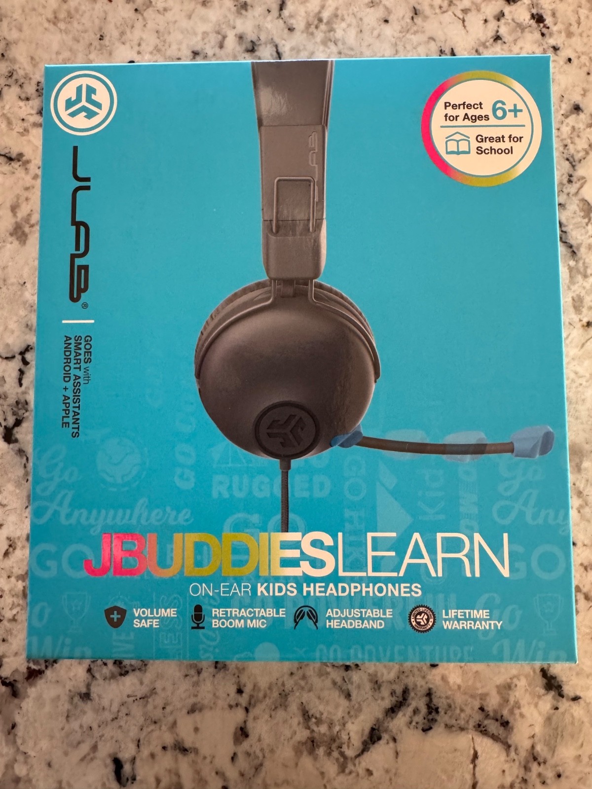 JLab JBuddies Learn Kid Safe Wired On-Ear Headphones w/ Retractable Boom Mic