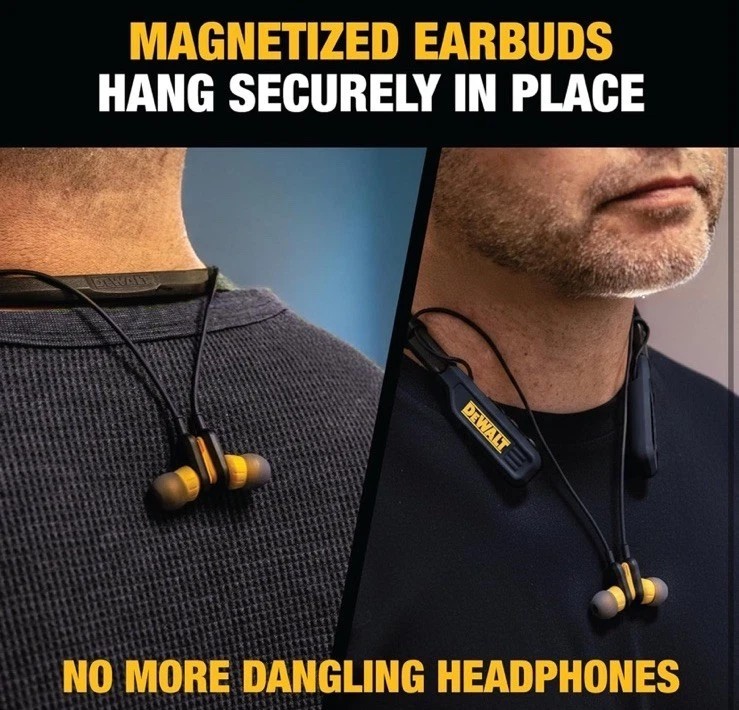 ✅NEW! DEWALT Heavy Duty 2-In-1 Neckband Bluetooth Headphones