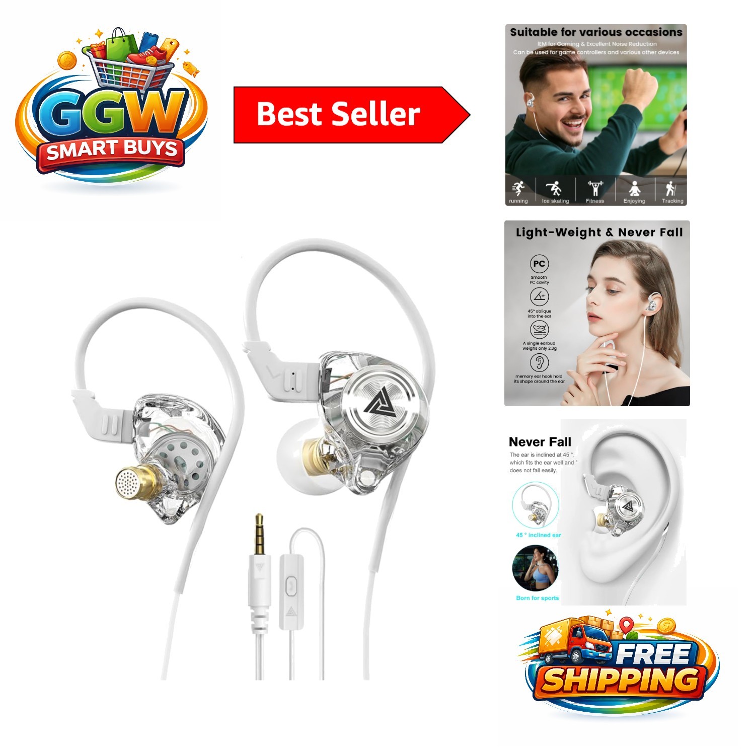 HiFi Wired Earbuds AK3FILE with 10mm Driver – Ideal for Gaming and Video Calls
