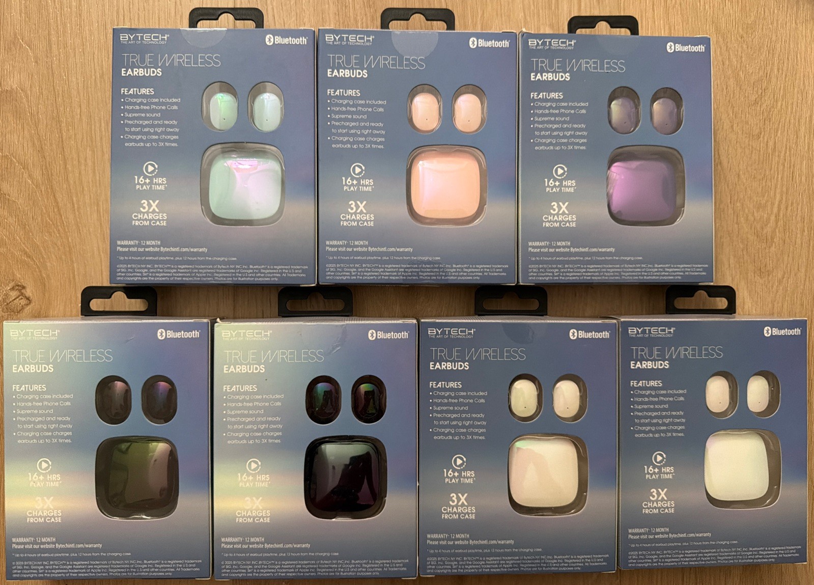 SEVEN (7) Bytech True Wireless Earbuds Bluetooth Earphones White Black Pink Blue