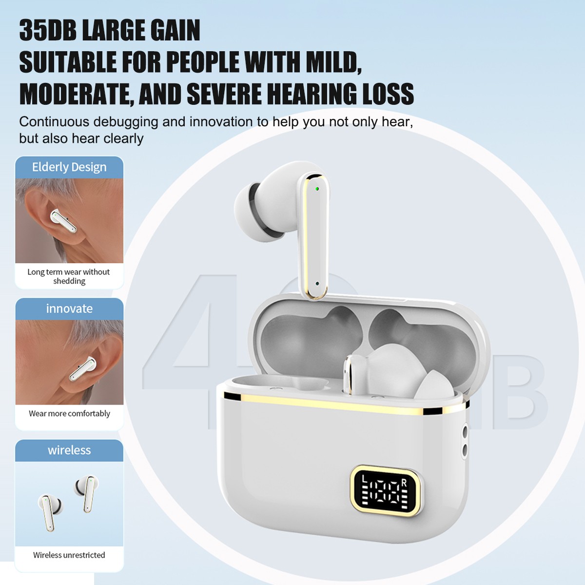 Seniors Bluetooth Headset Hearing Aid Noise Cancelling Sound Amplifier Headset