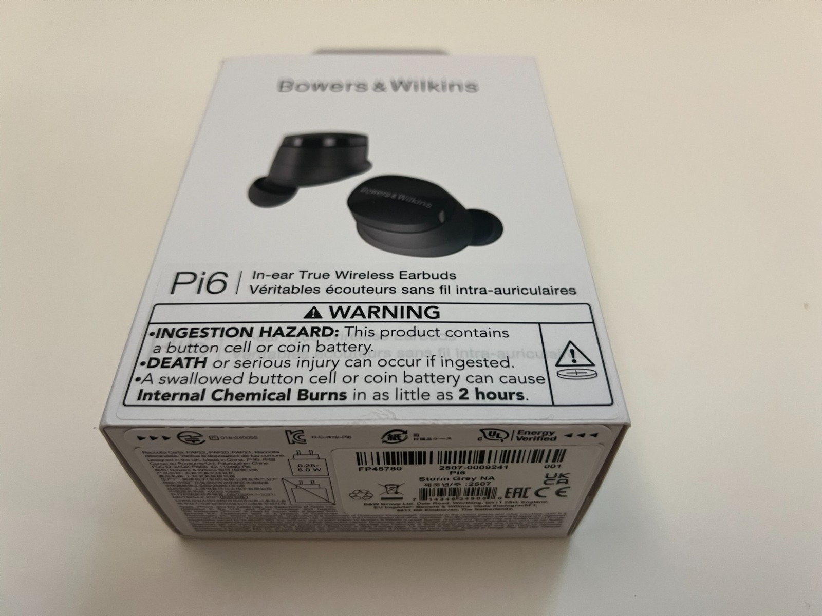 Bowers & Wilkins Pi6 Wireless Noise Cancelling Earbuds | Storm Grey – New