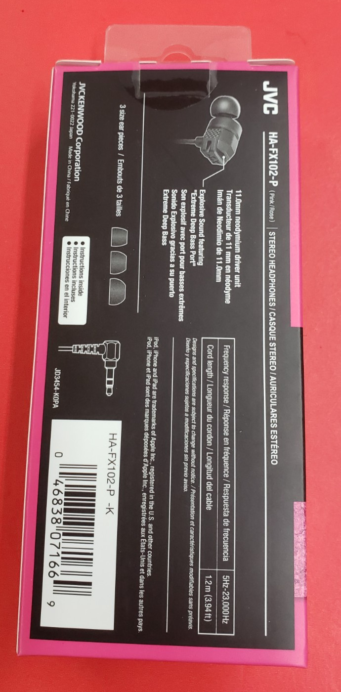 JVC XX Xtreme Xplosives Ha-fx103m-p Headphones With Remote And Microphone Sealed