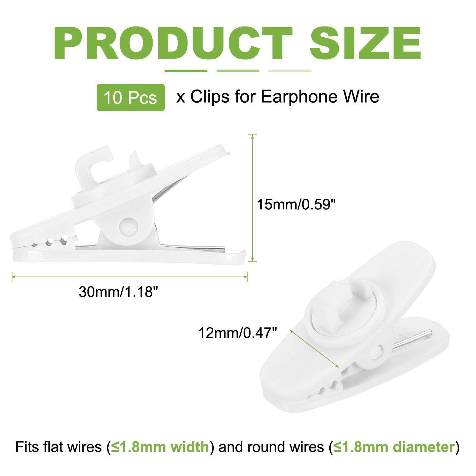 10 Pcs 360 Degree Rotate Headphone Wire Clip 1.18″x0.47″x0.59″ White