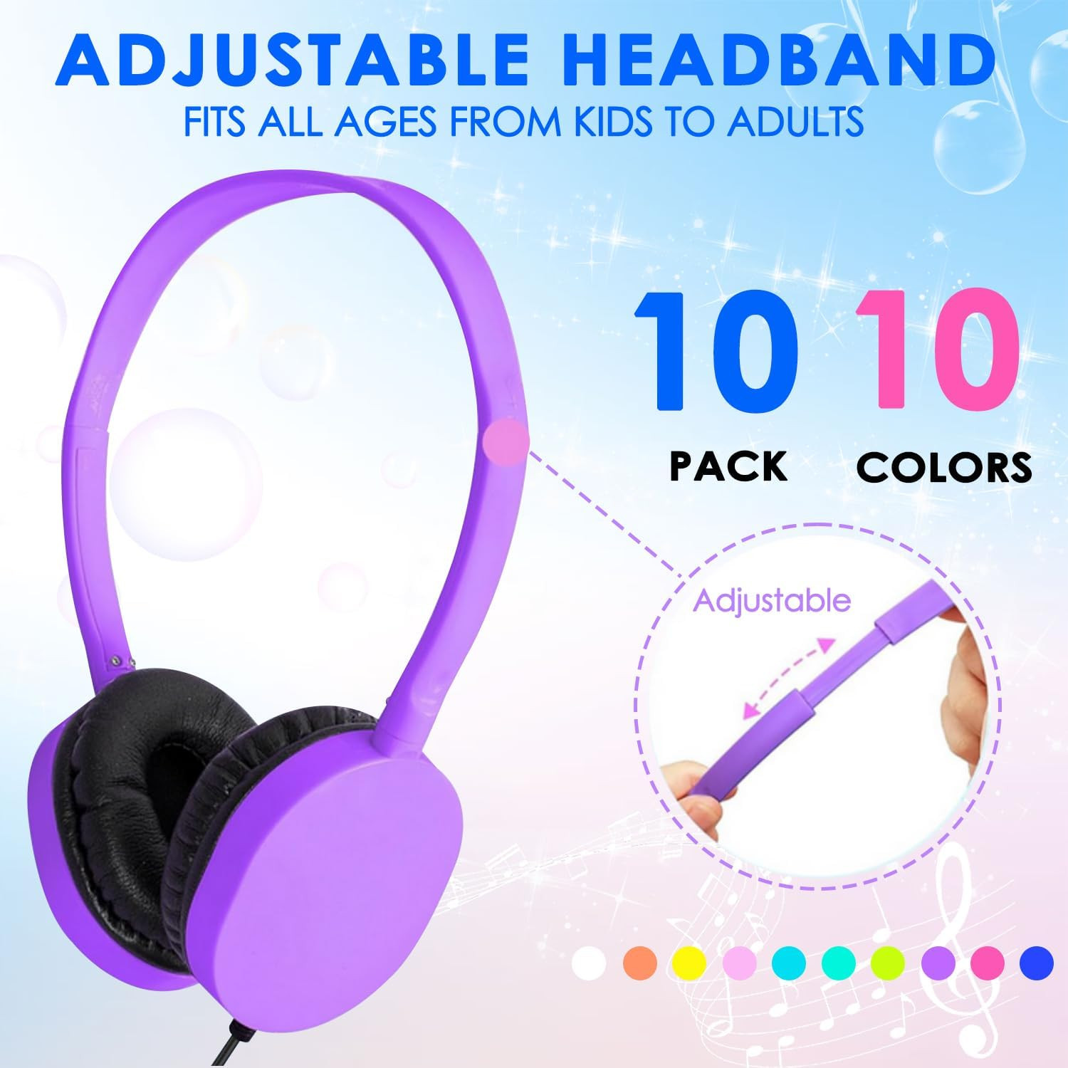 Kids Headphones Bulk 10 Pack for School Classroom Student Children Toddler Boys