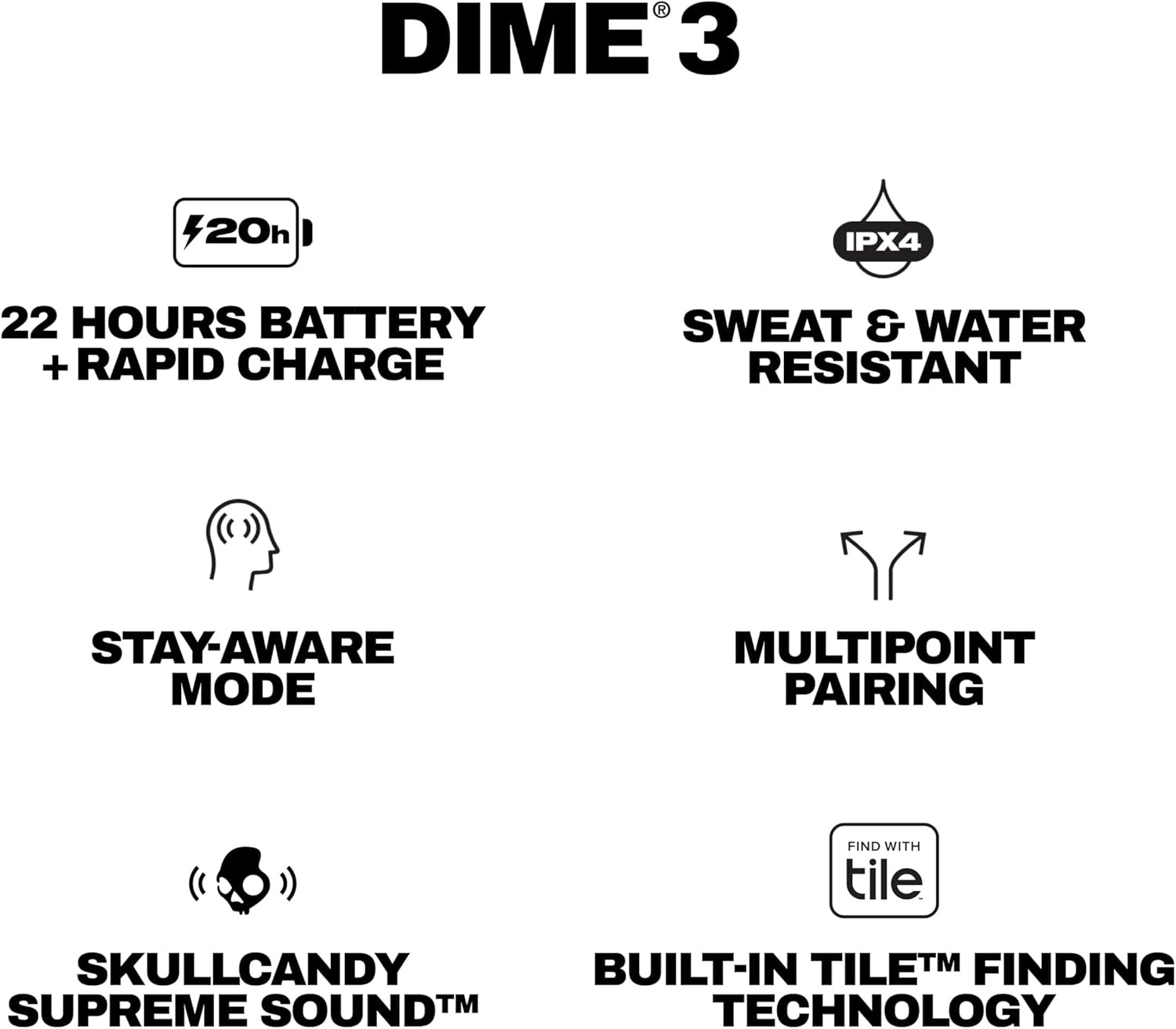 Dime 3 Wireless Earbuds, Bluetooth Headphones, Noise Isolating Fit, up to 20 Ho